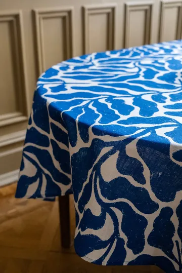 Tovaglia Leaves - Bianco-blu, 147x147 cm - Fine Little Day