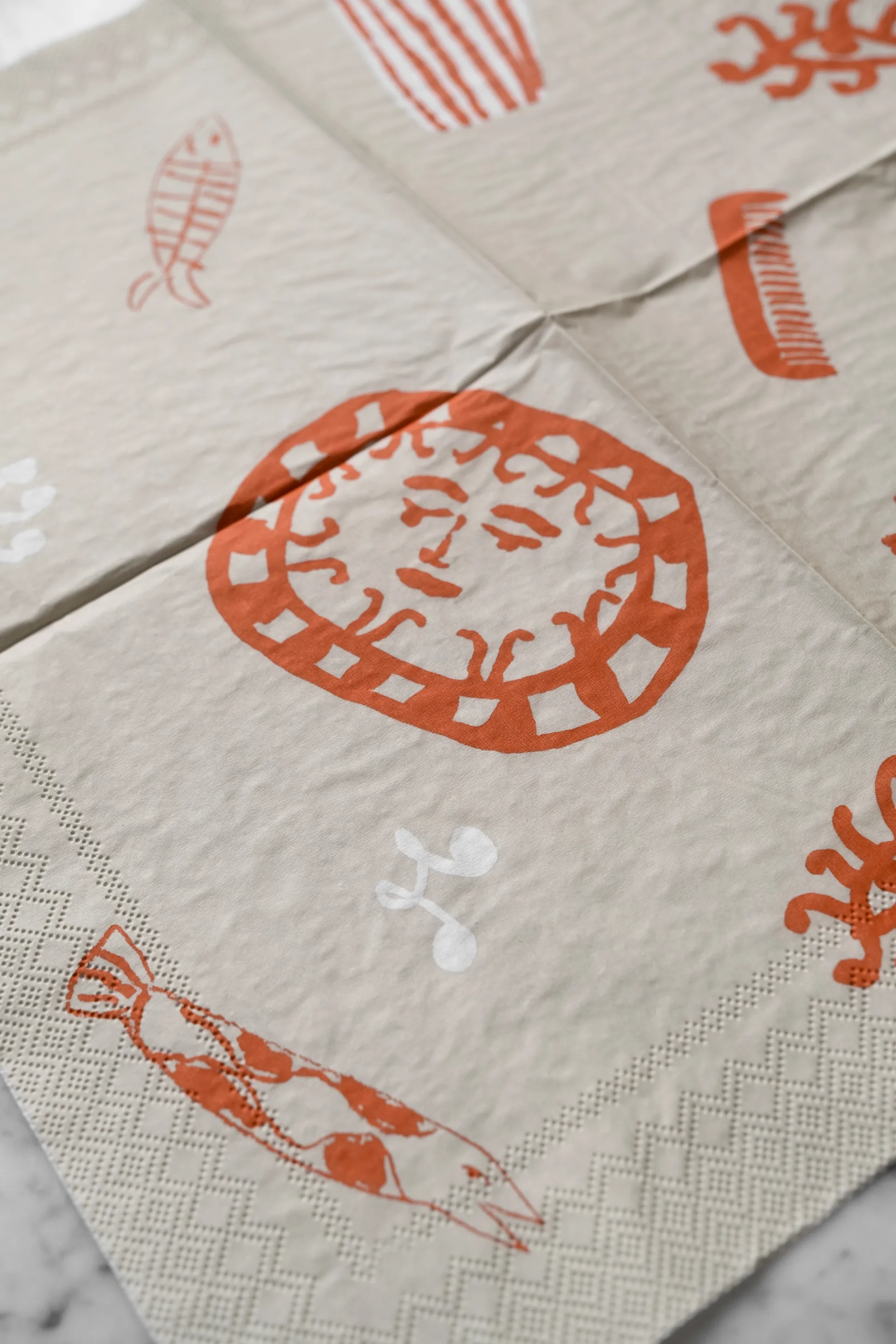 Tovagliolo Figures, confezione da 20, Beige, rosso Fine Little Day