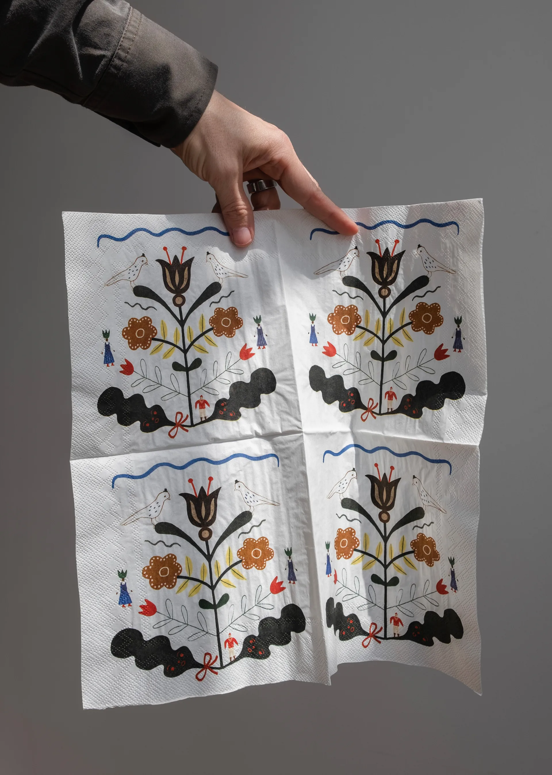 Tovagliolo Kurbits 33x33 cm, confezione da 25, Bianco, multicolore Fine Little Day