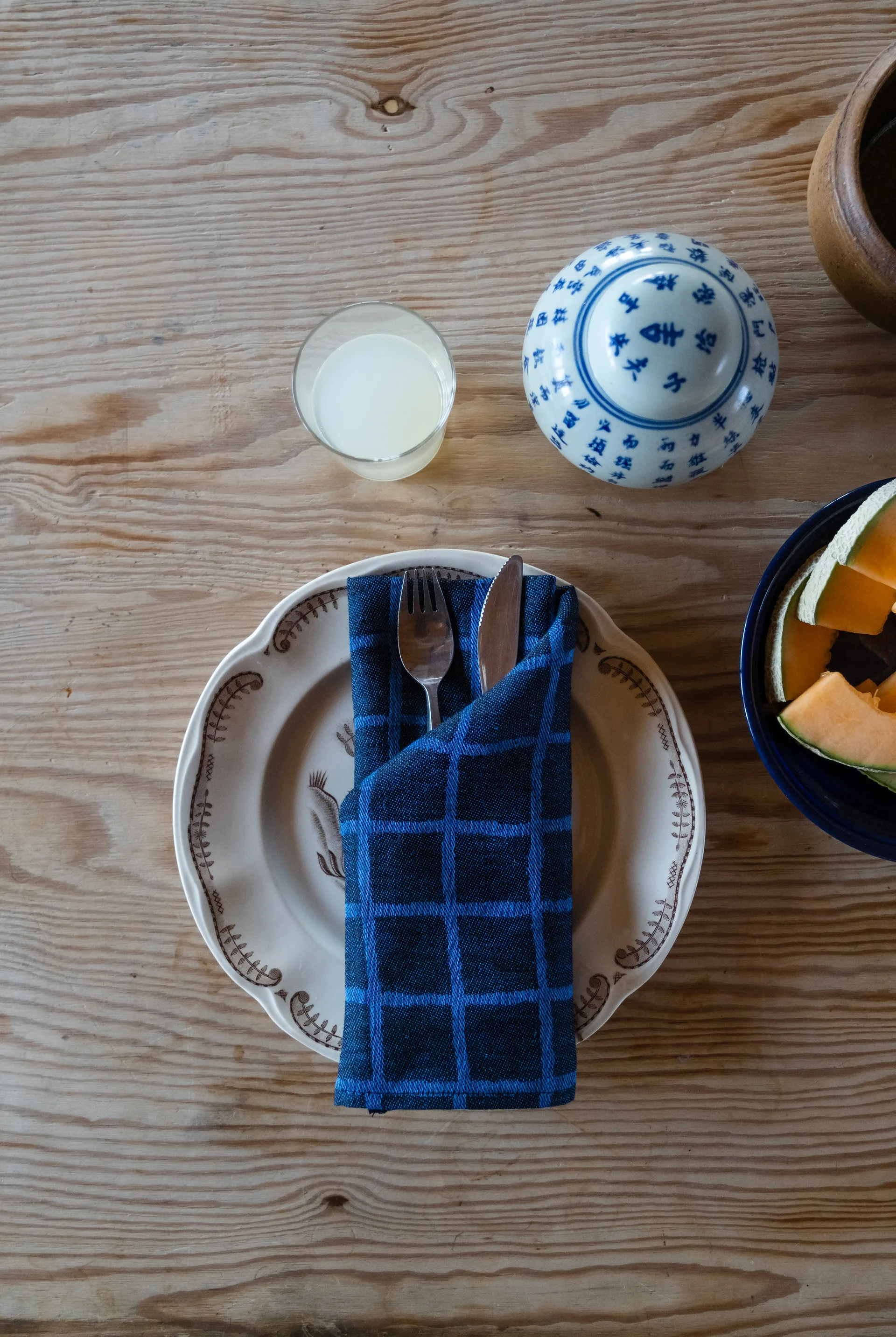 Tovagliolo Rutig in jacquard, confezione da 2, Blu, nero Fine Little Day