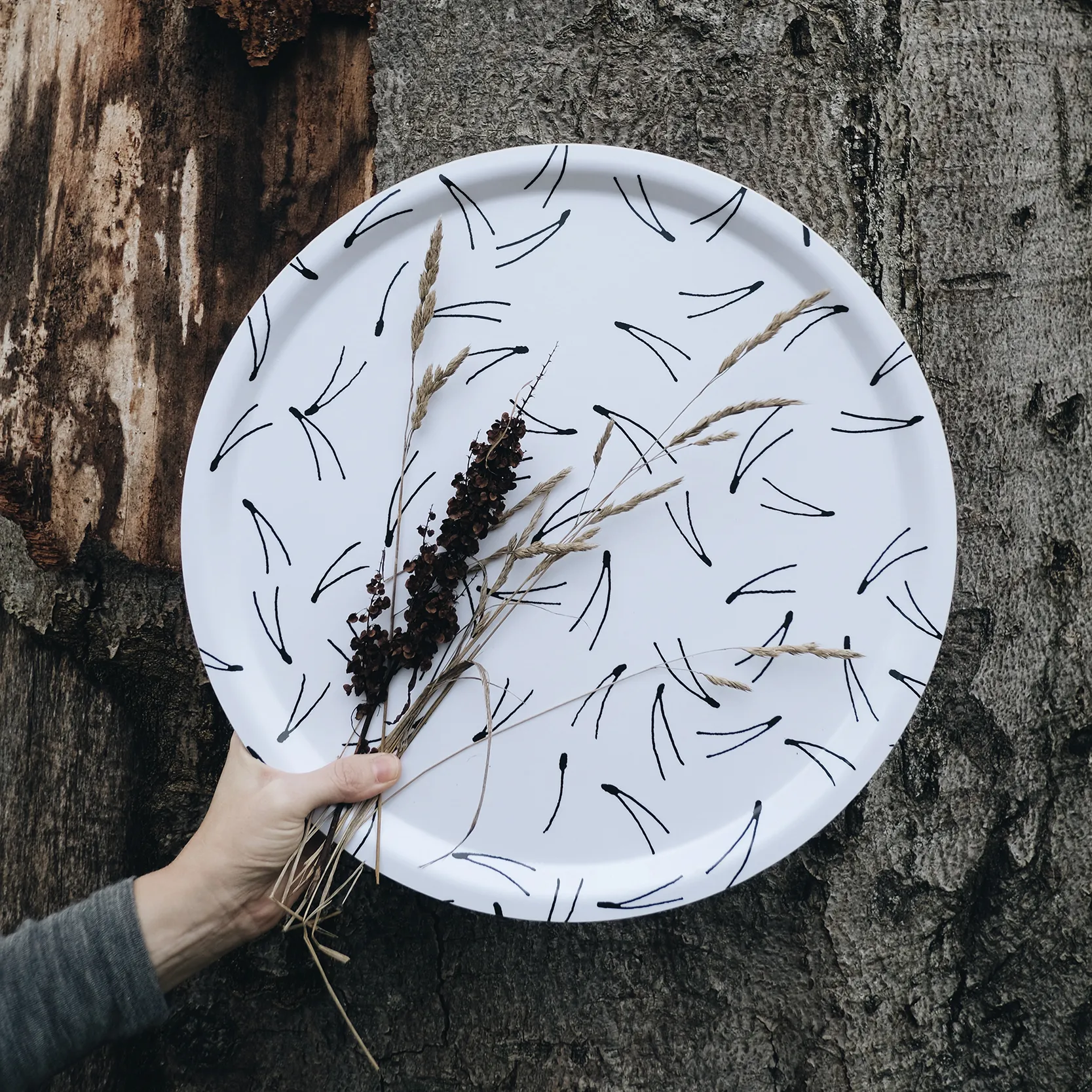 Vassoio Barr Ø 38 cm, Bianco e nero Fine Little Day