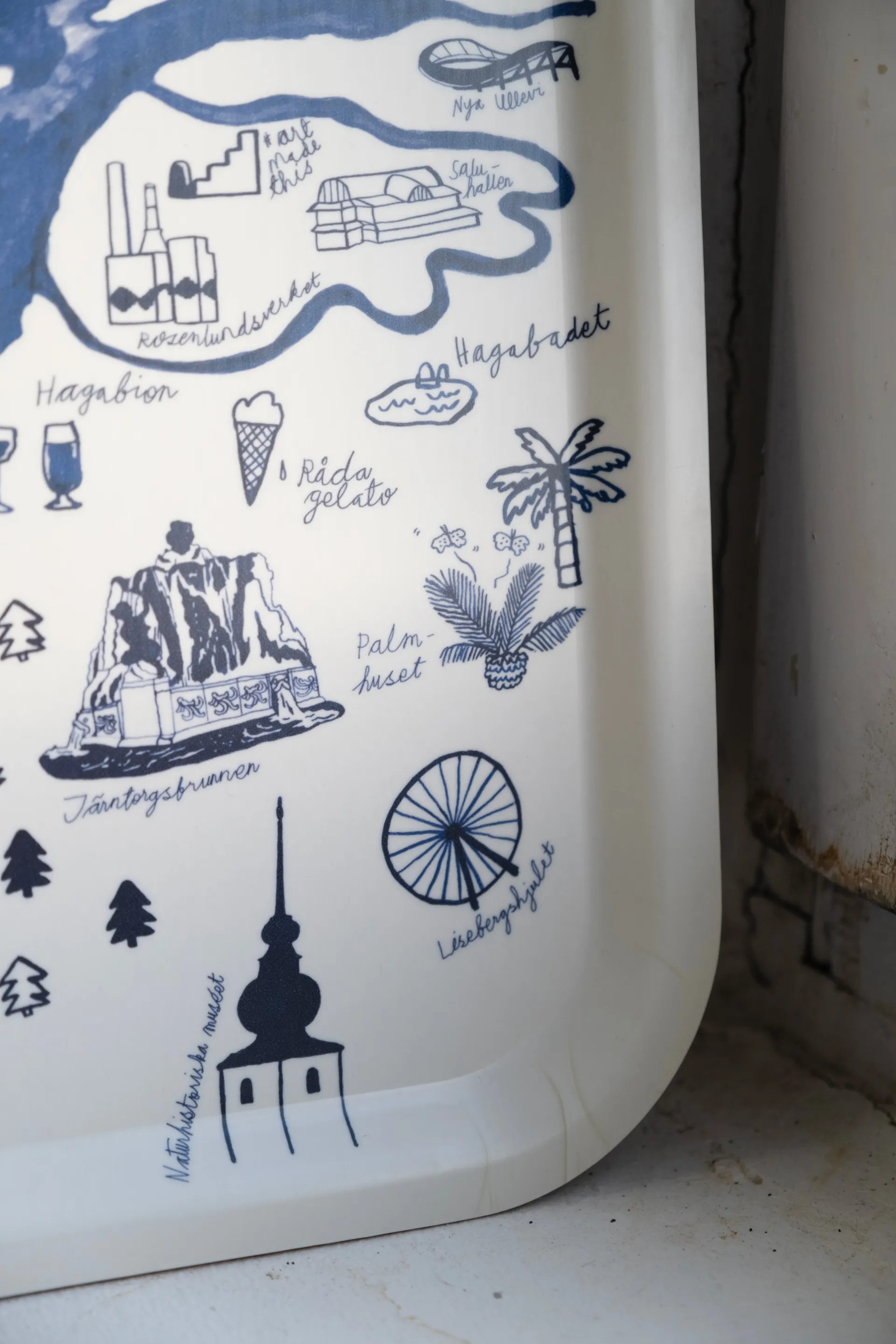 Vassoio Gothenburg 32x32 cm, Bianco, blu Fine Little Day