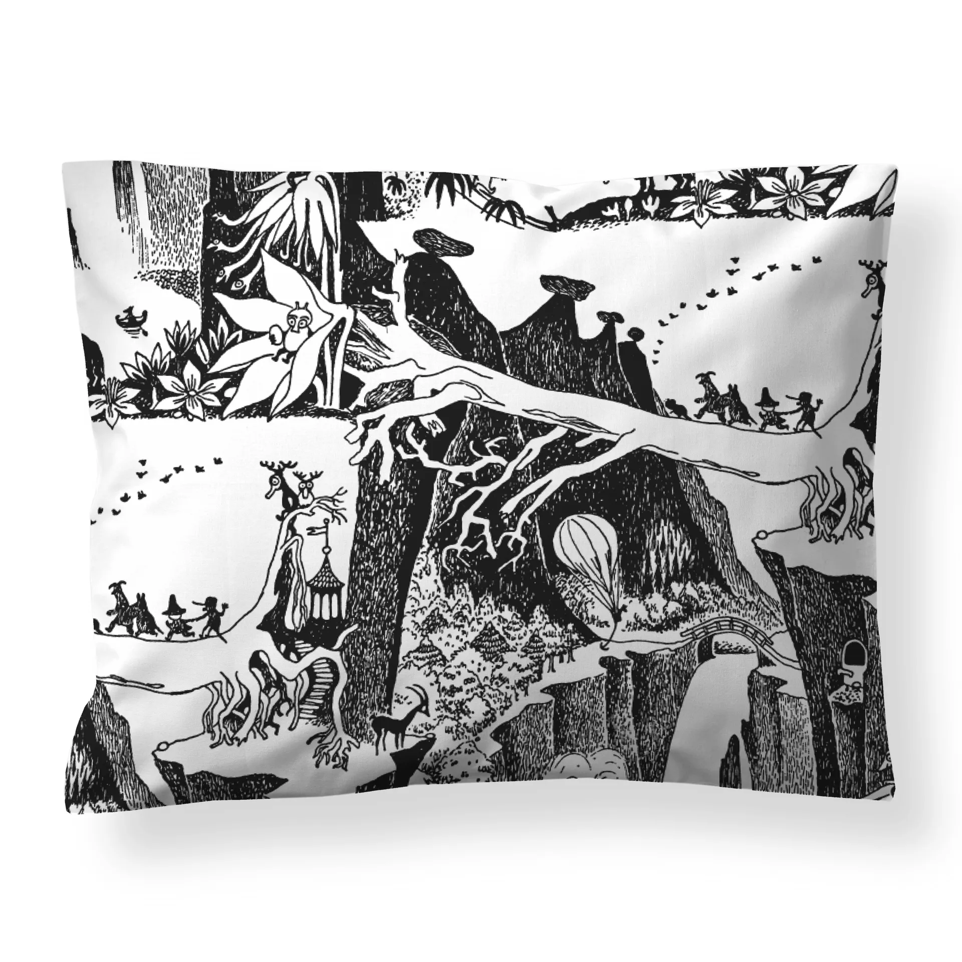 Federa per cuscino Moomin Adventures, Nero-bianco Finlayson