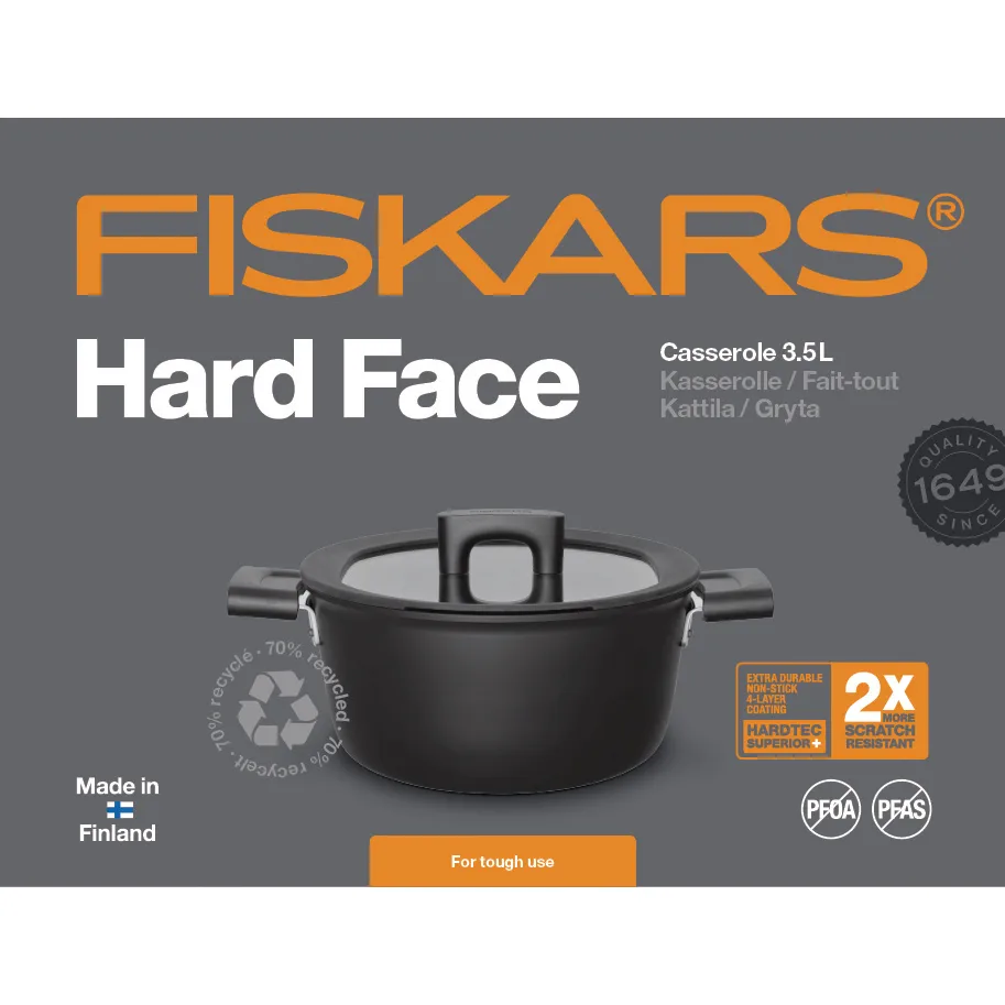 Casseruola con coperchio Hard Face , 3,5 L Fiskars
