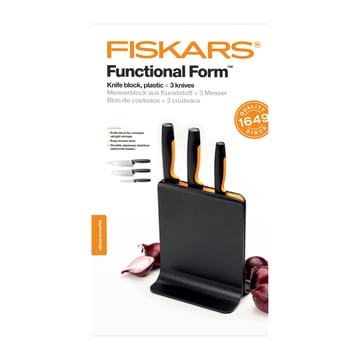 Ceppo per coltelli in plastica Functional Form con 3 coltelli - 4 pezzi - Fiskars