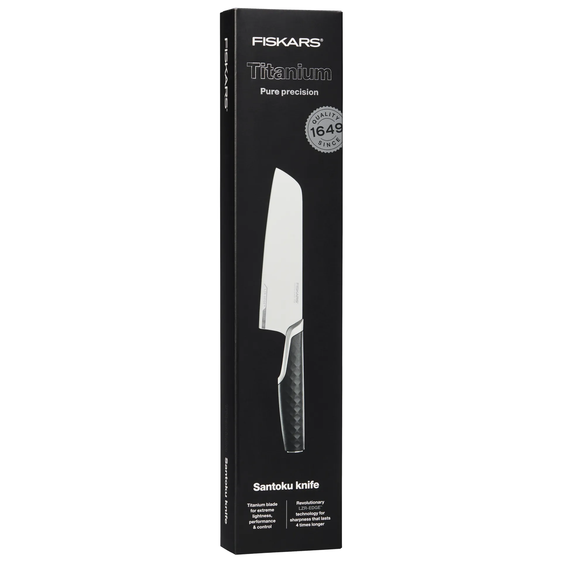 Coltello Santoku Titanium 16 cm, Nero Fiskars