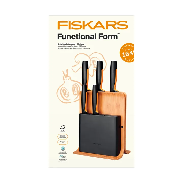 Functional Form set di coltelli con ceppo - Bambù, 6 pezzi - Fiskars
