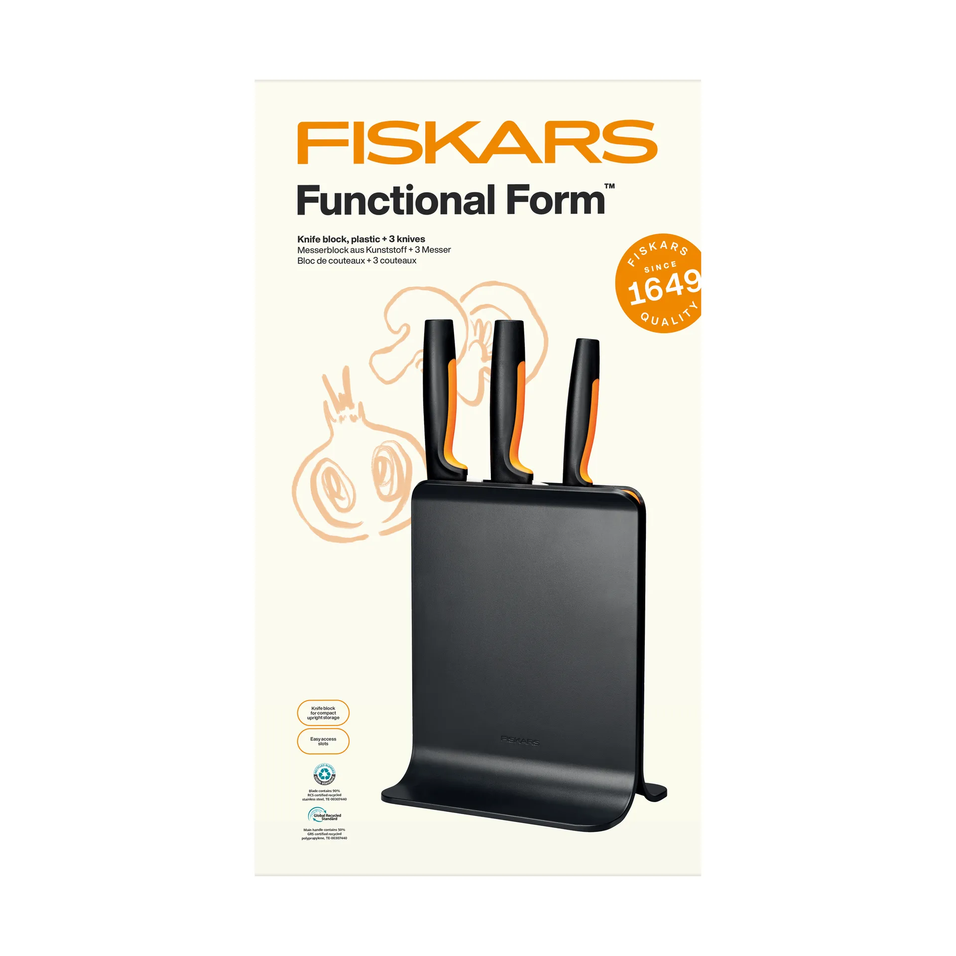 Functional Form set di coltelli con ceppo, Plastica, 4 pezzi Fiskars