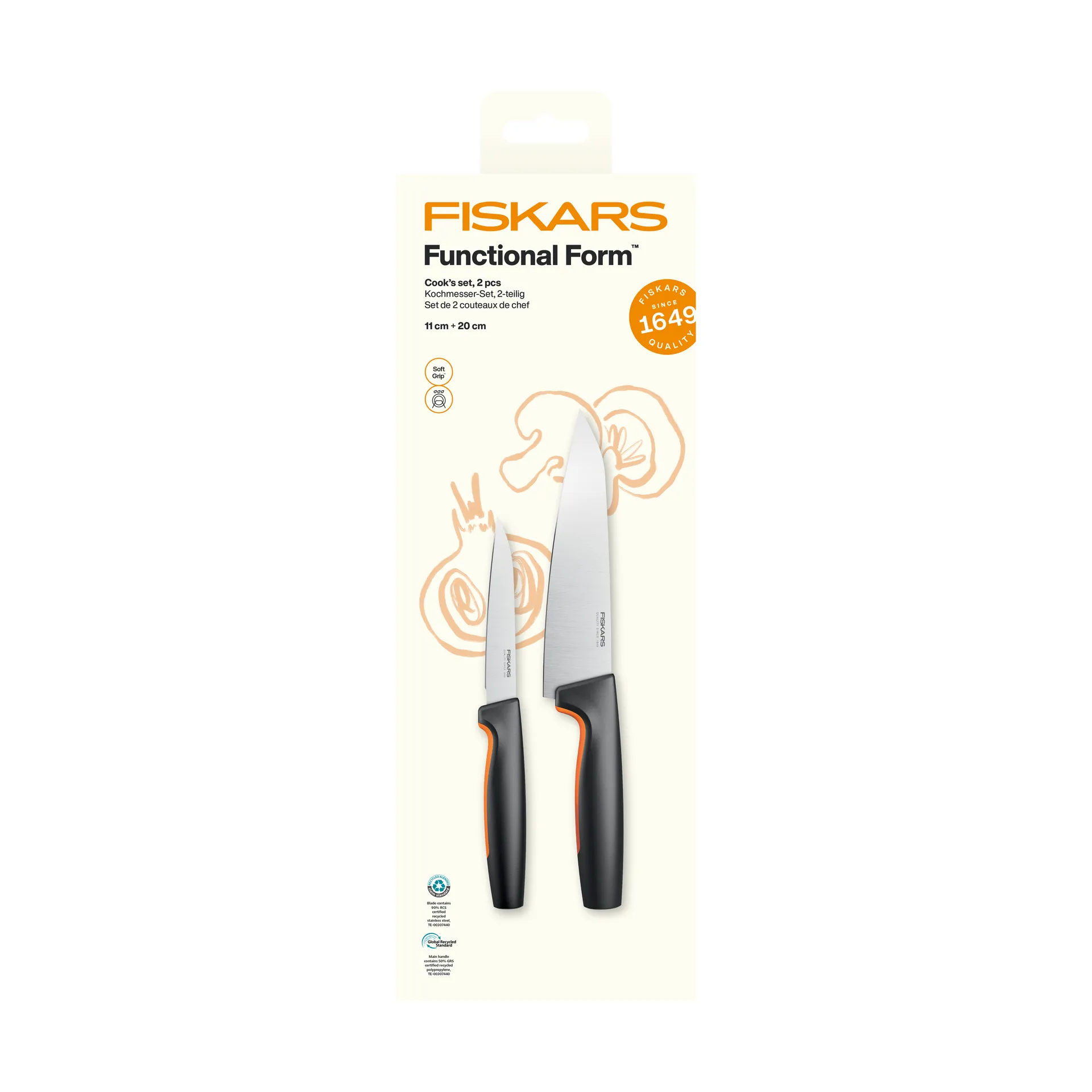 Functional Form set di coltelli da chef, Acciaio inox, 2 pezzi Fiskars