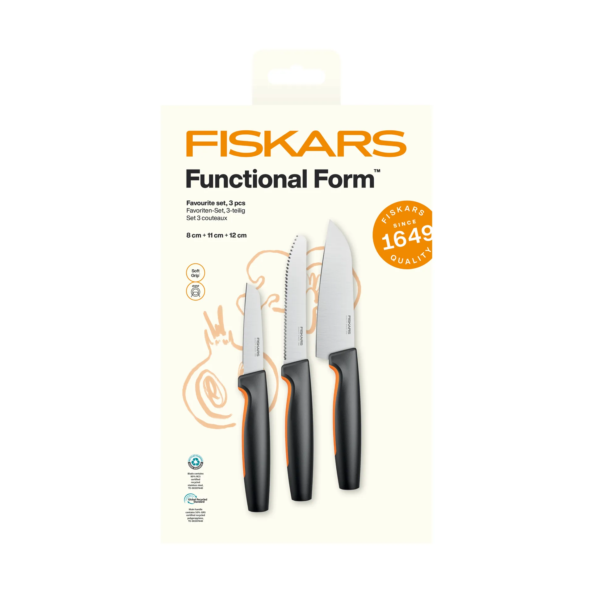 Functional Form set di coltelli preferiti, Acciaio inox, 3 pezzi Fiskars