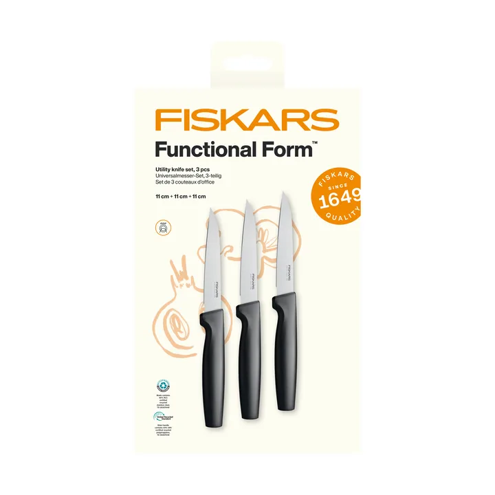 Functional Form set di coltelli universali - Acciaio inox, 3 pezzi - Fiskars