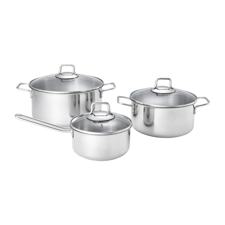 Set pentole e casseruole Fiskars con coperchio in vetro 3 pezzi, Acciaio inossidabile Fiskars