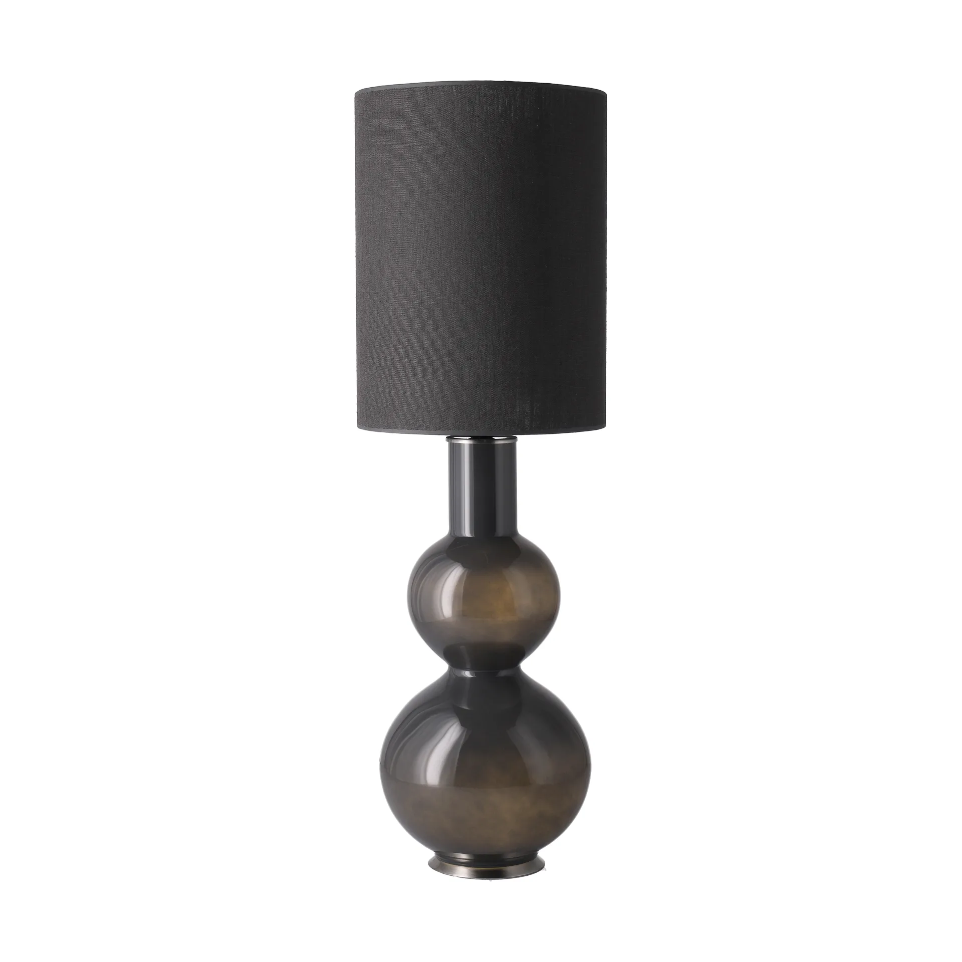 Lampada da tavolo Augusta con base grigia, Lino Negro L Flavia Lamps