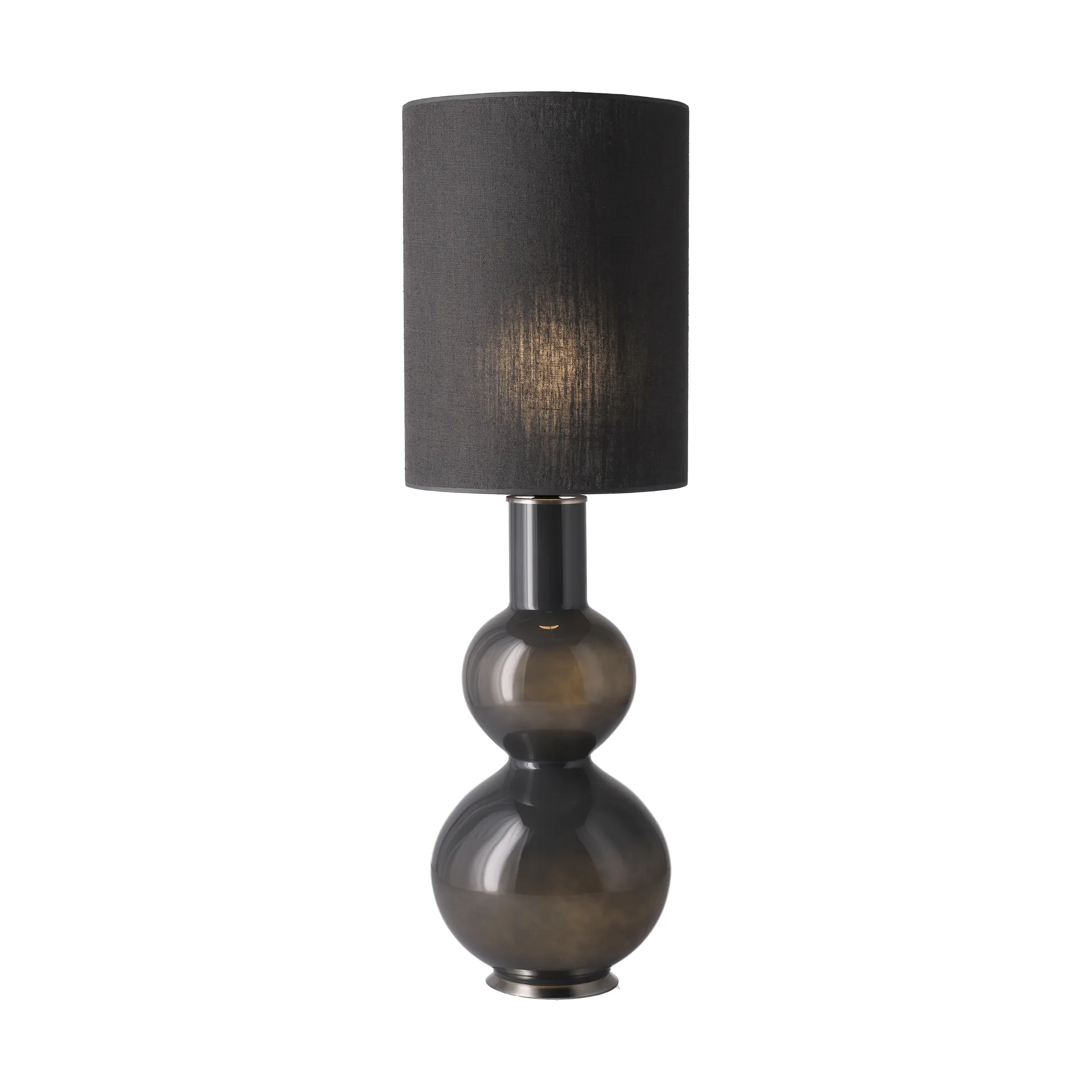Lampada da tavolo Augusta con base grigia, Lino Negro L Flavia Lamps