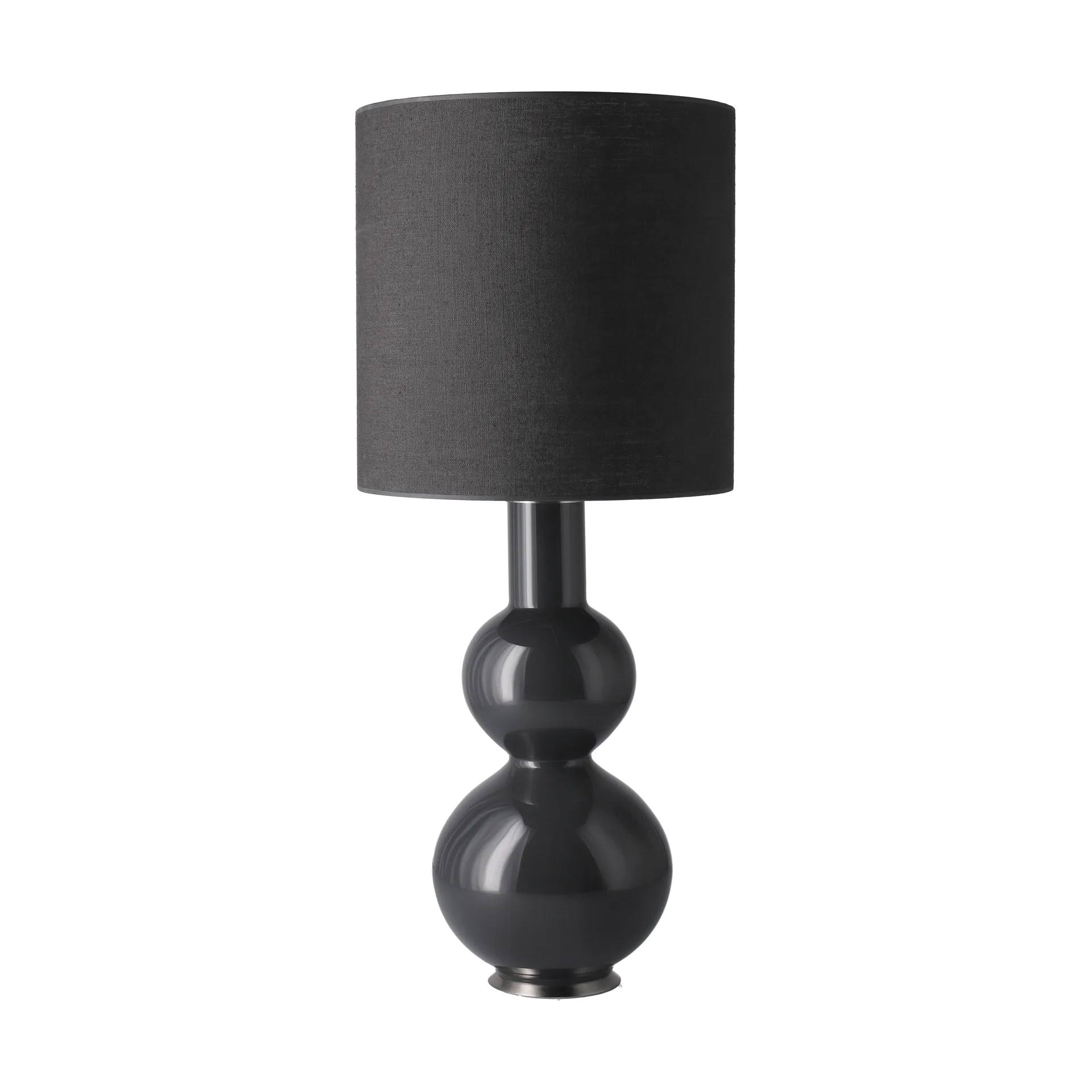 Lampada da tavolo Augusta con base grigia, Lino Negro M Flavia Lamps