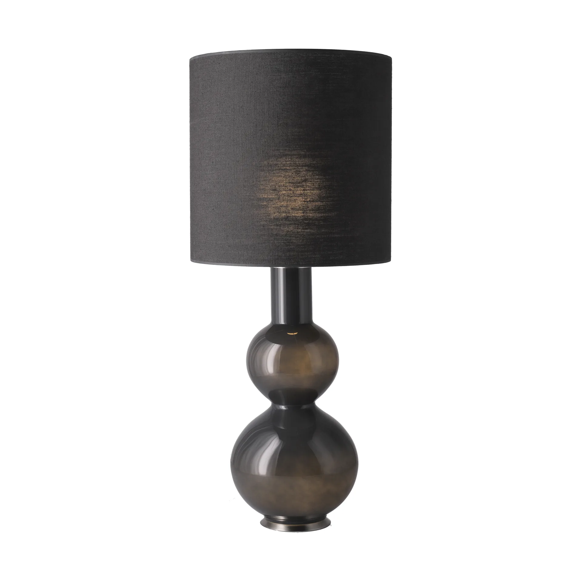 Lampada da tavolo Augusta con base grigia, Lino Negro M Flavia Lamps