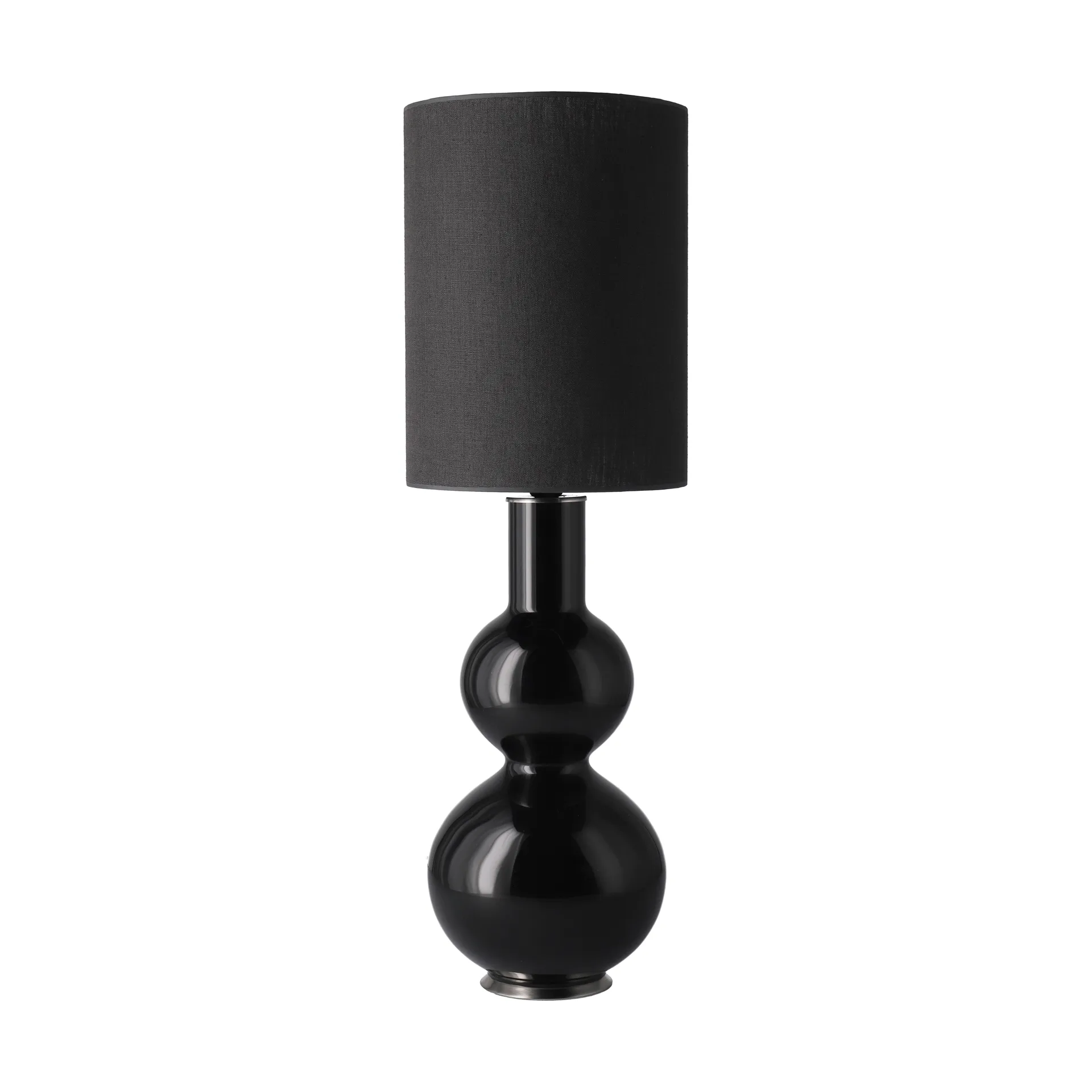 Lampada da tavolo Augusta con base nera, Lino Negro L Flavia Lamps