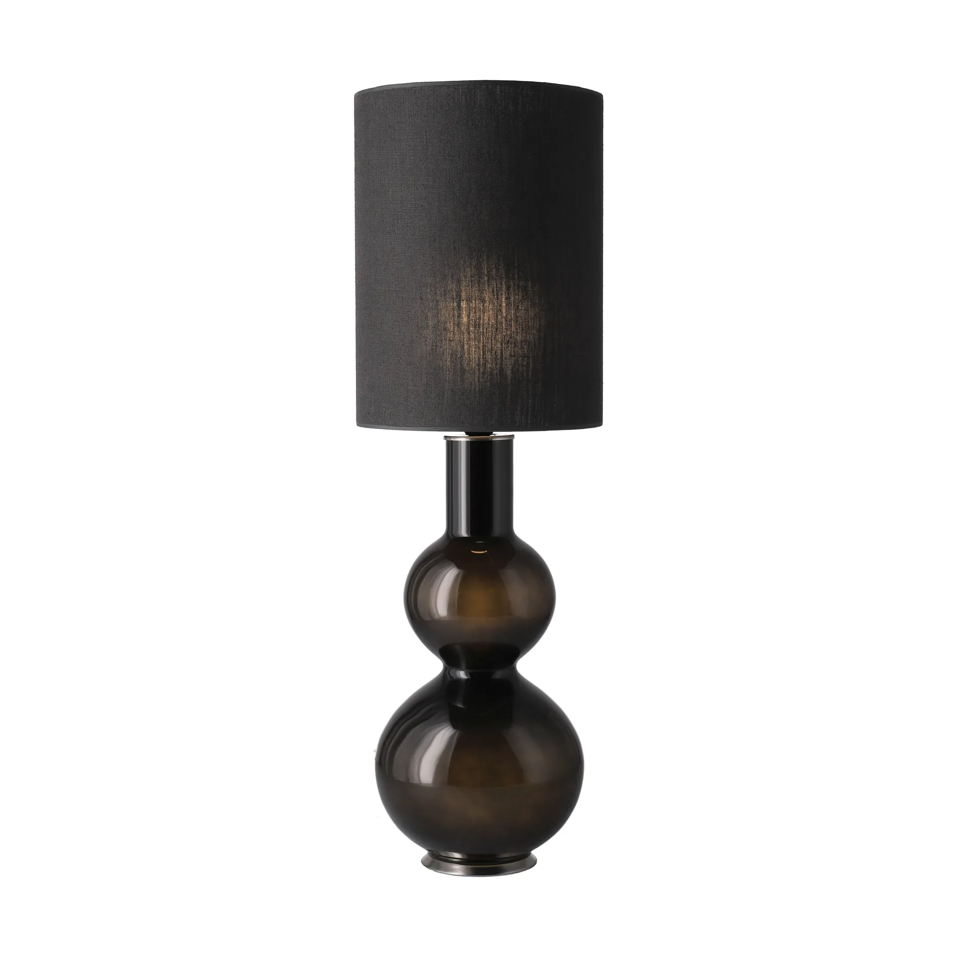 Lampada da tavolo Augusta con base nera, Lino Negro L Flavia Lamps