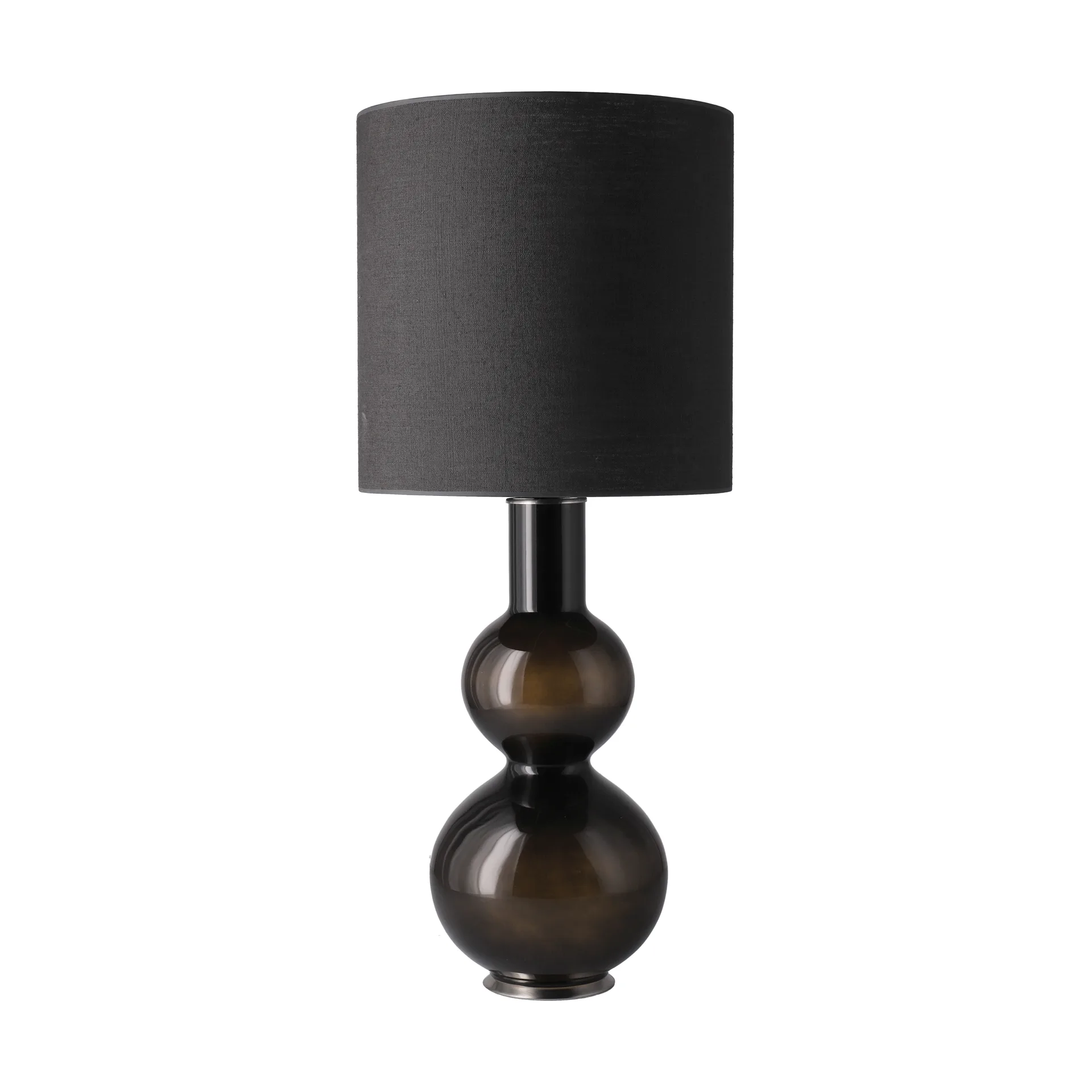 Lampada da tavolo Augusta con base nera, Lino Negro M Flavia Lamps