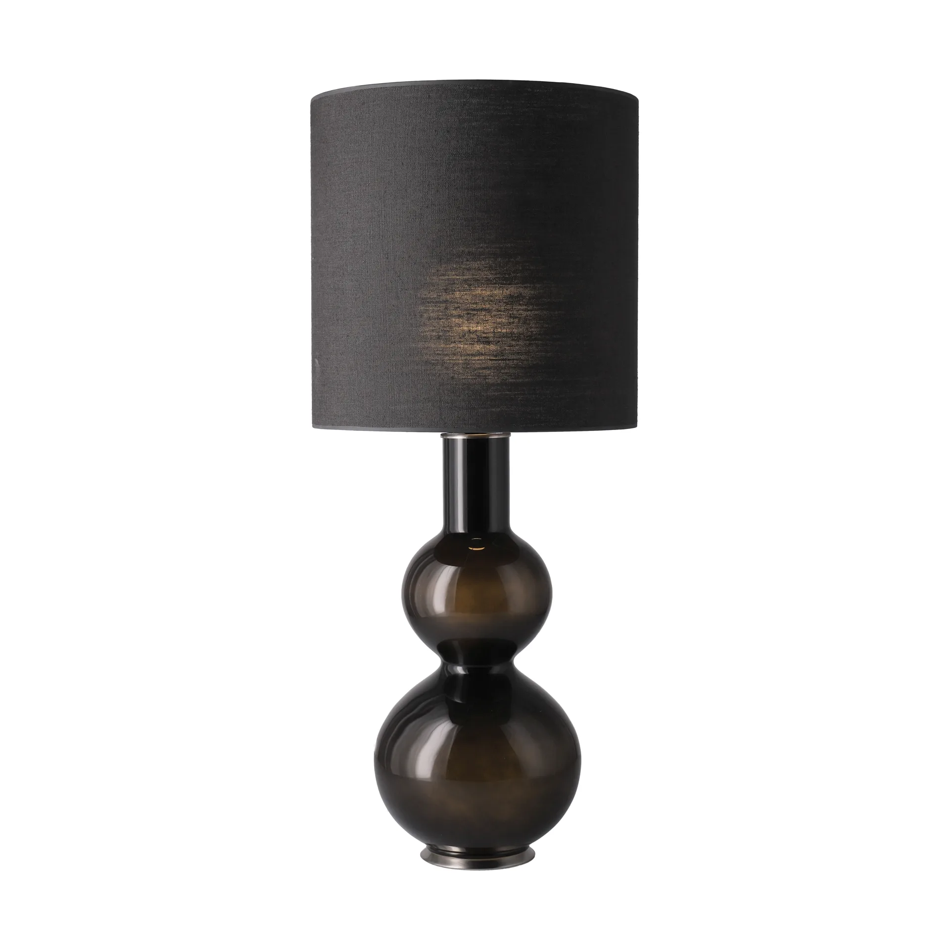Lampada da tavolo Augusta con base nera, Lino Negro M Flavia Lamps