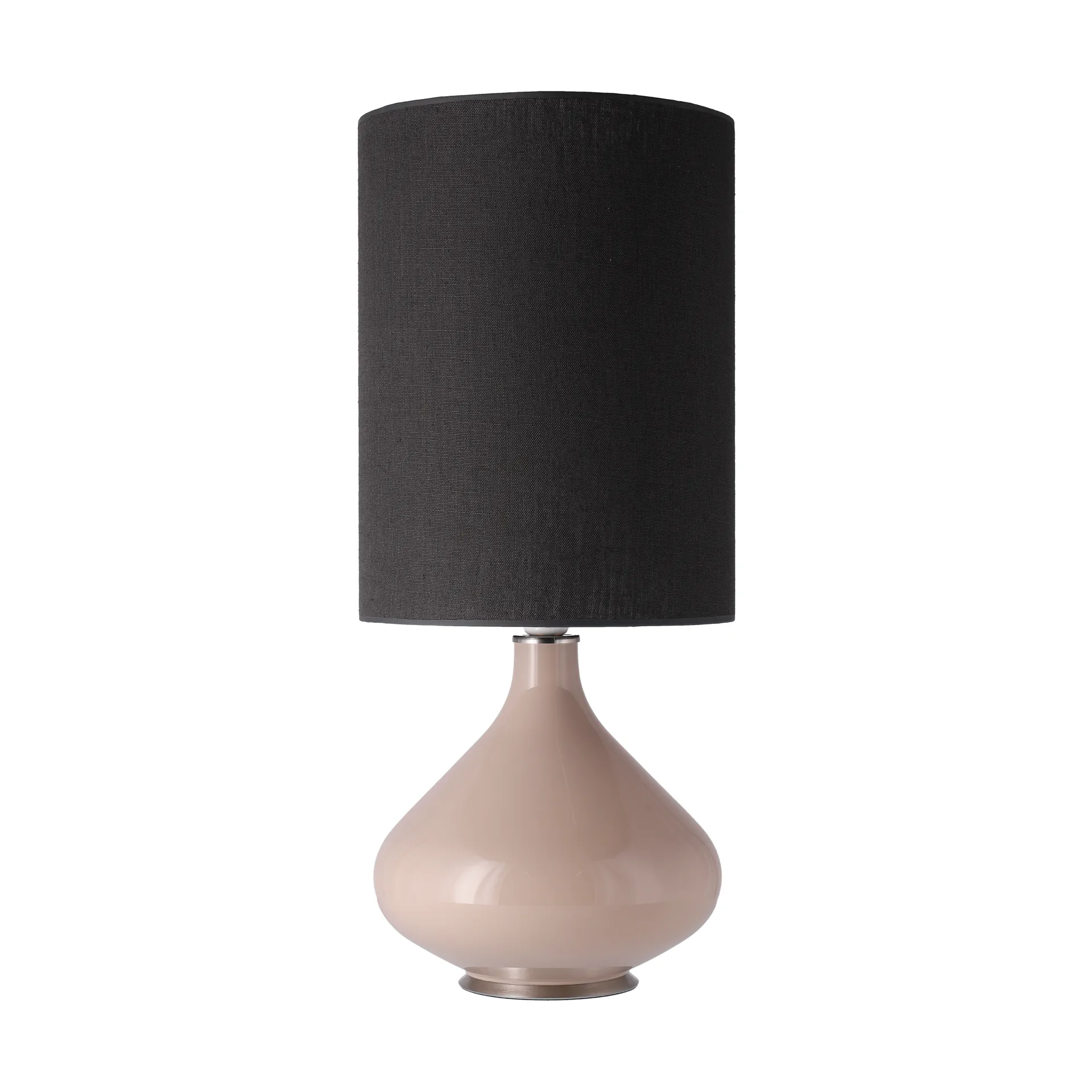 Lampada da tavolo Flavia con base beige, Lino Negro L Flavia Lamps