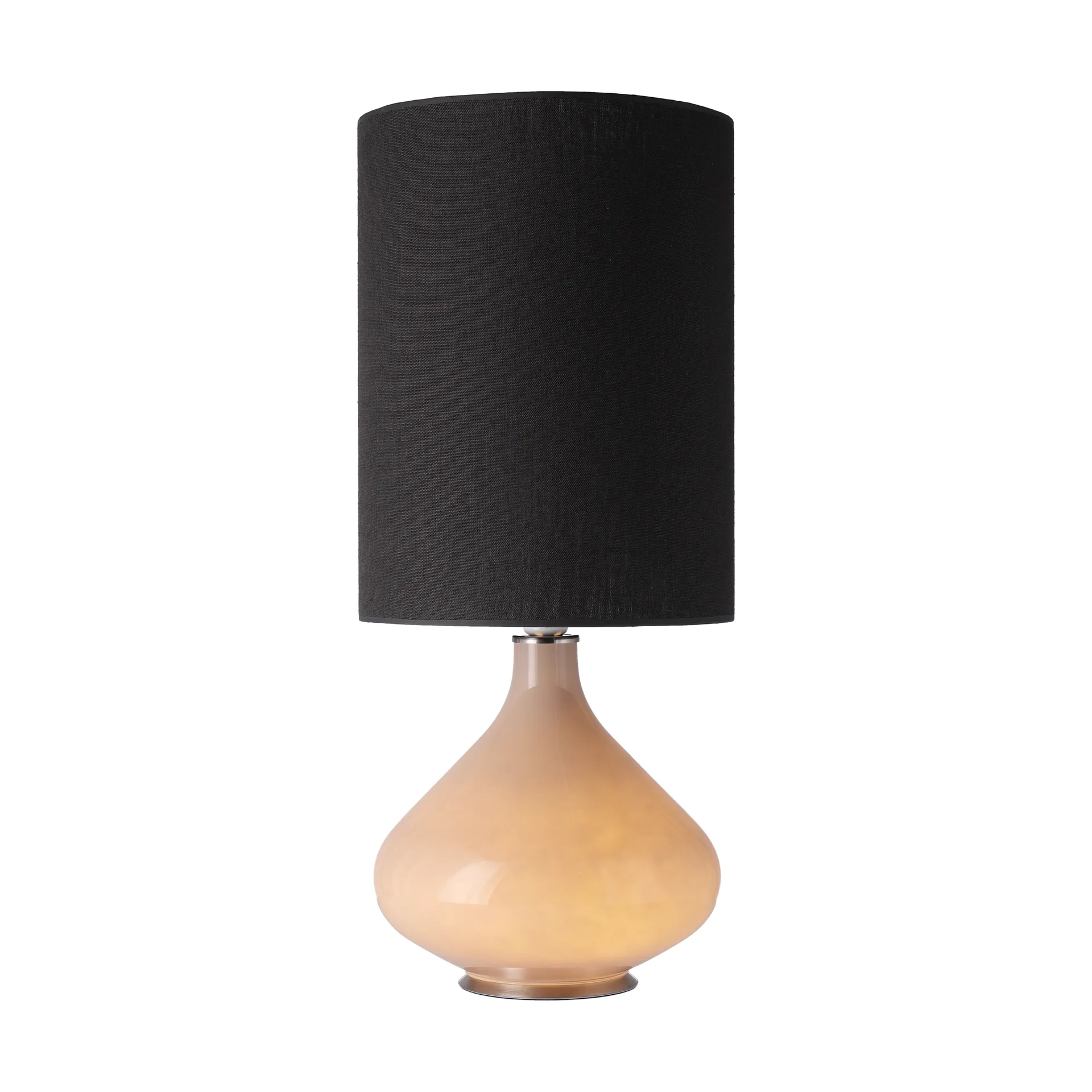Lampada da tavolo Flavia con base beige, Lino Negro L Flavia Lamps