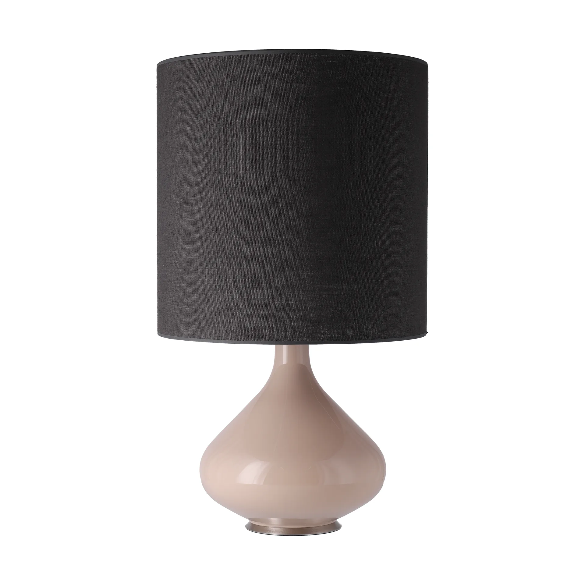 Lampada da tavolo Flavia con base beige, Lino Negro M Flavia Lamps