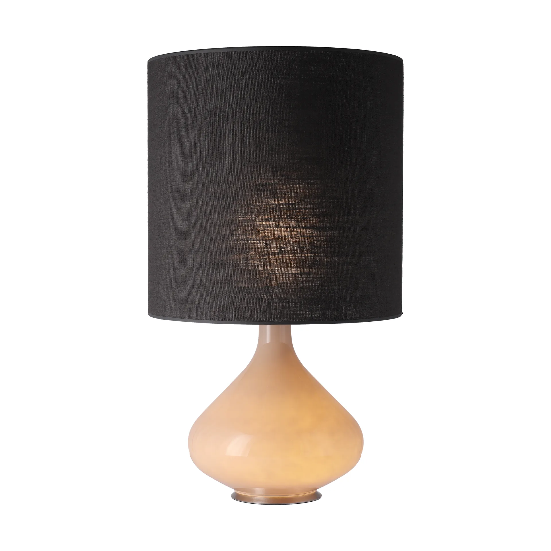 Lampada da tavolo Flavia con base beige, Lino Negro M Flavia Lamps