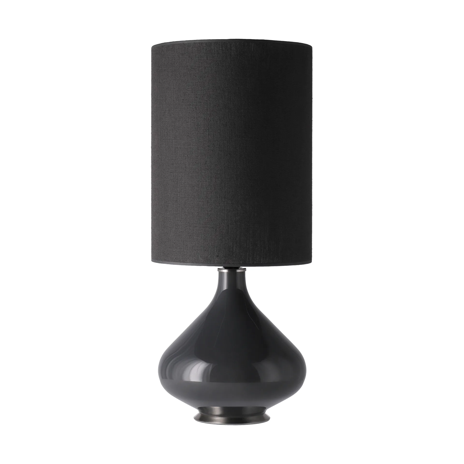 Lampada da tavolo Flavia con base grigia, Lino Negro L Flavia Lamps