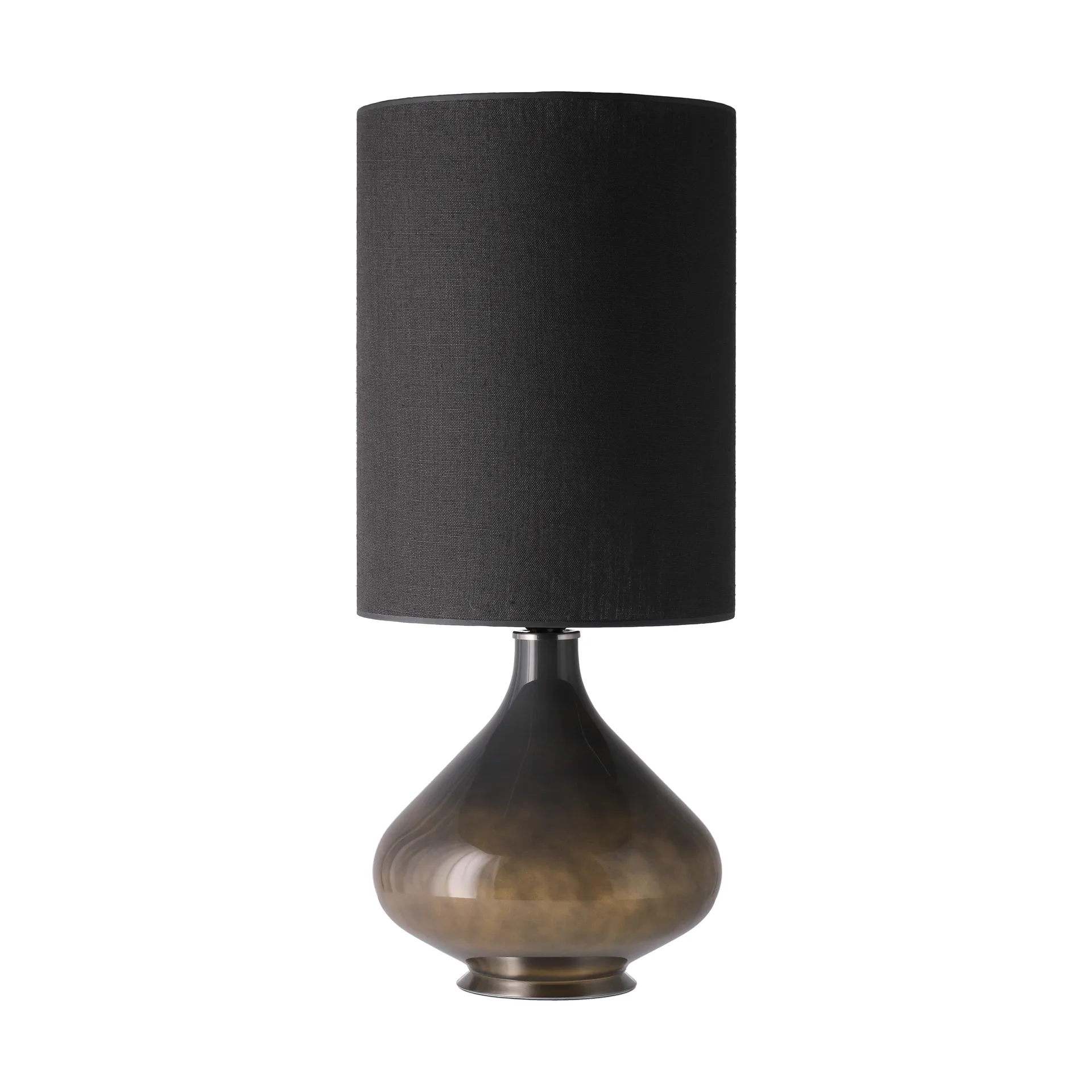 Lampada da tavolo Flavia con base grigia, Lino Negro L Flavia Lamps