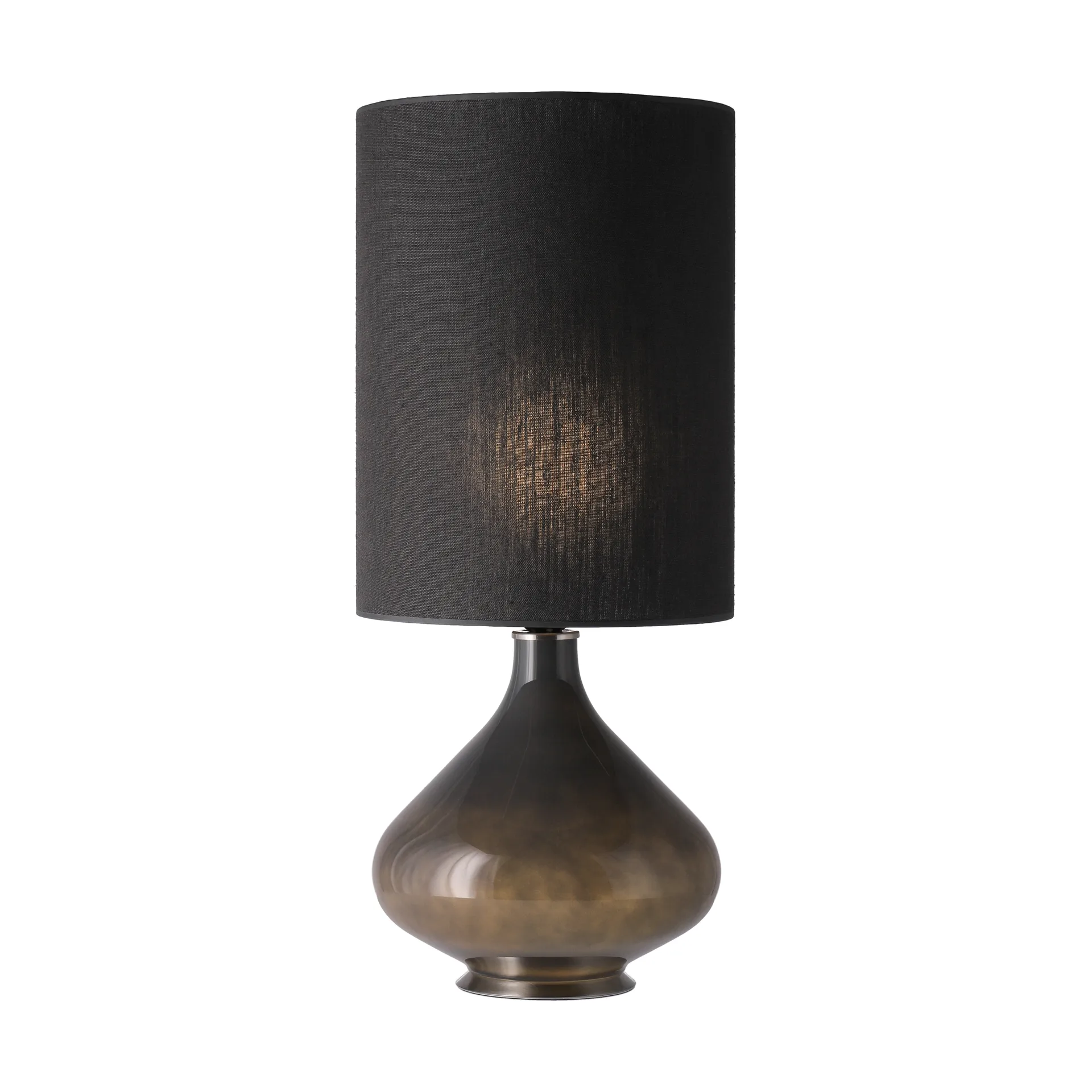 Lampada da tavolo Flavia con base grigia, Lino Negro L Flavia Lamps