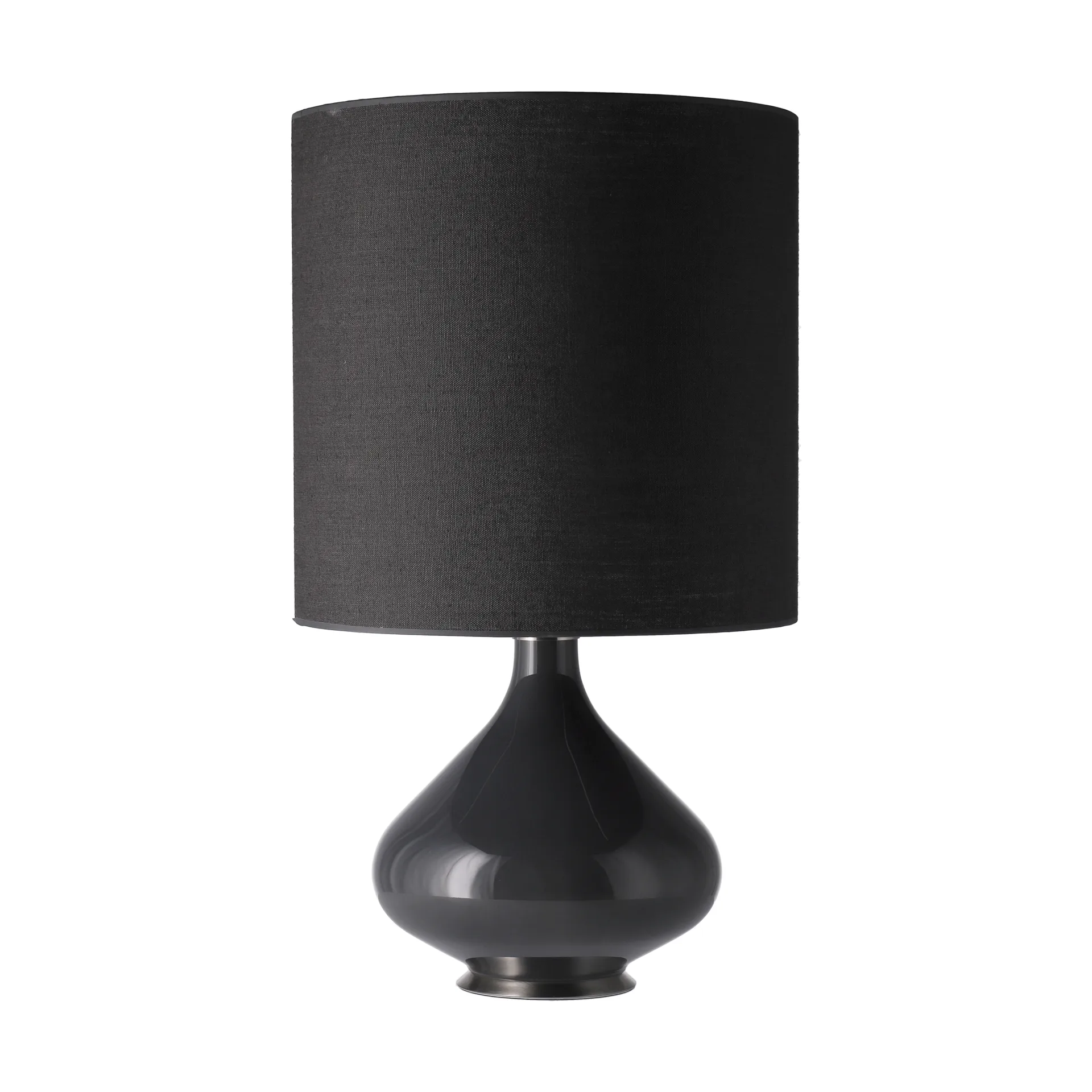 Lampada da tavolo Flavia con base grigia, Lino Negro M Flavia Lamps