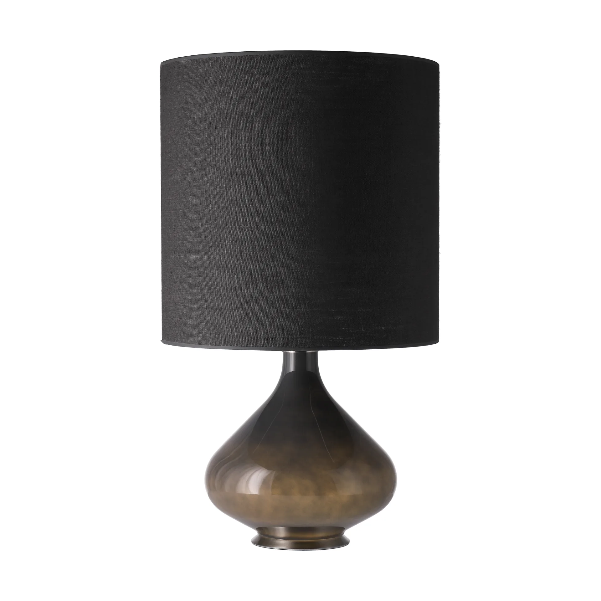 Lampada da tavolo Flavia con base grigia, Lino Negro M Flavia Lamps