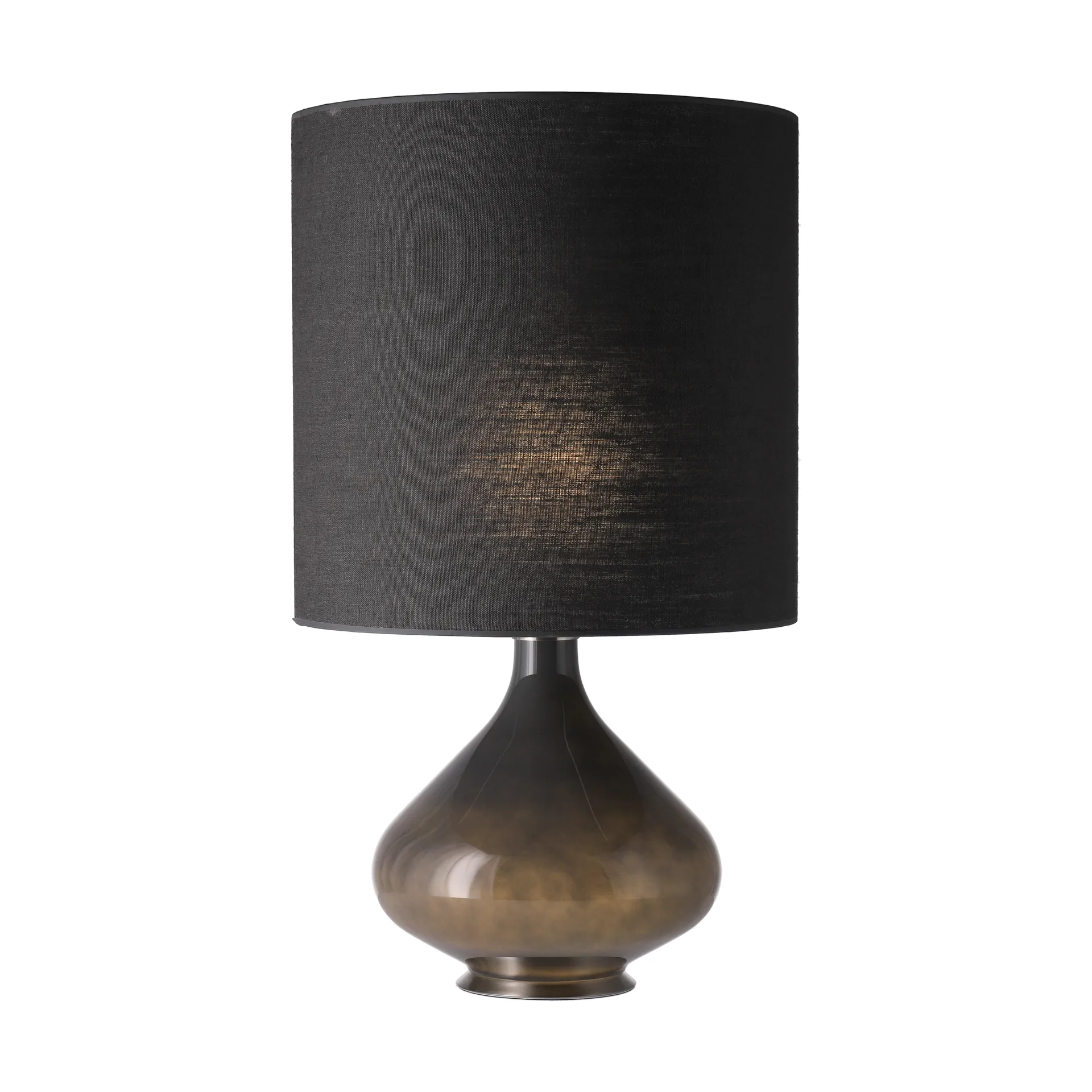 Lampada da tavolo Flavia con base grigia, Lino Negro M Flavia Lamps