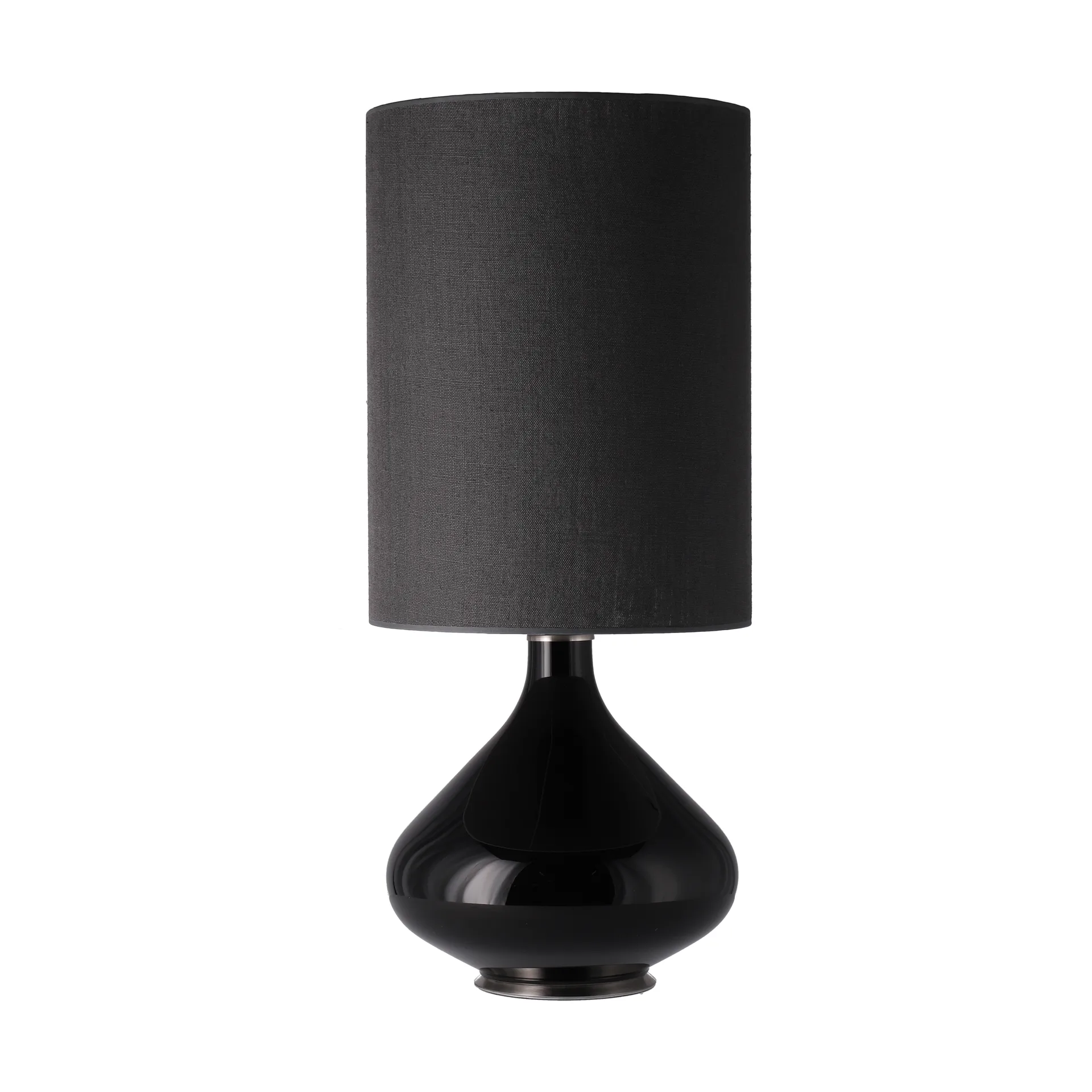Lampada da tavolo Flavia con base nera, Lino Negro L Flavia Lamps
