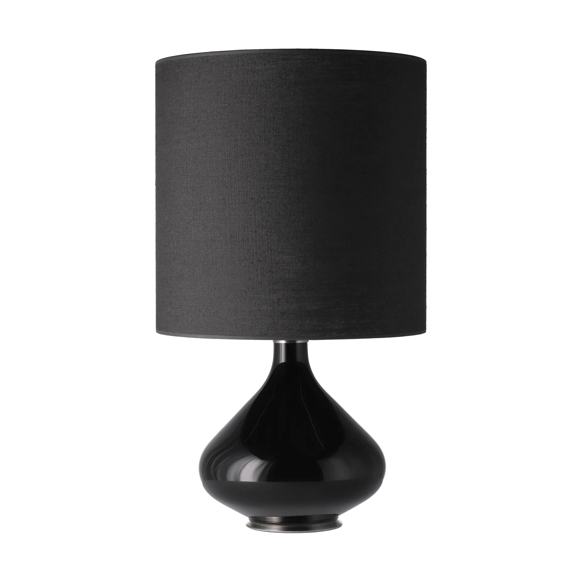 Lampada da tavolo Flavia con base nera, Lino Negro M Flavia Lamps