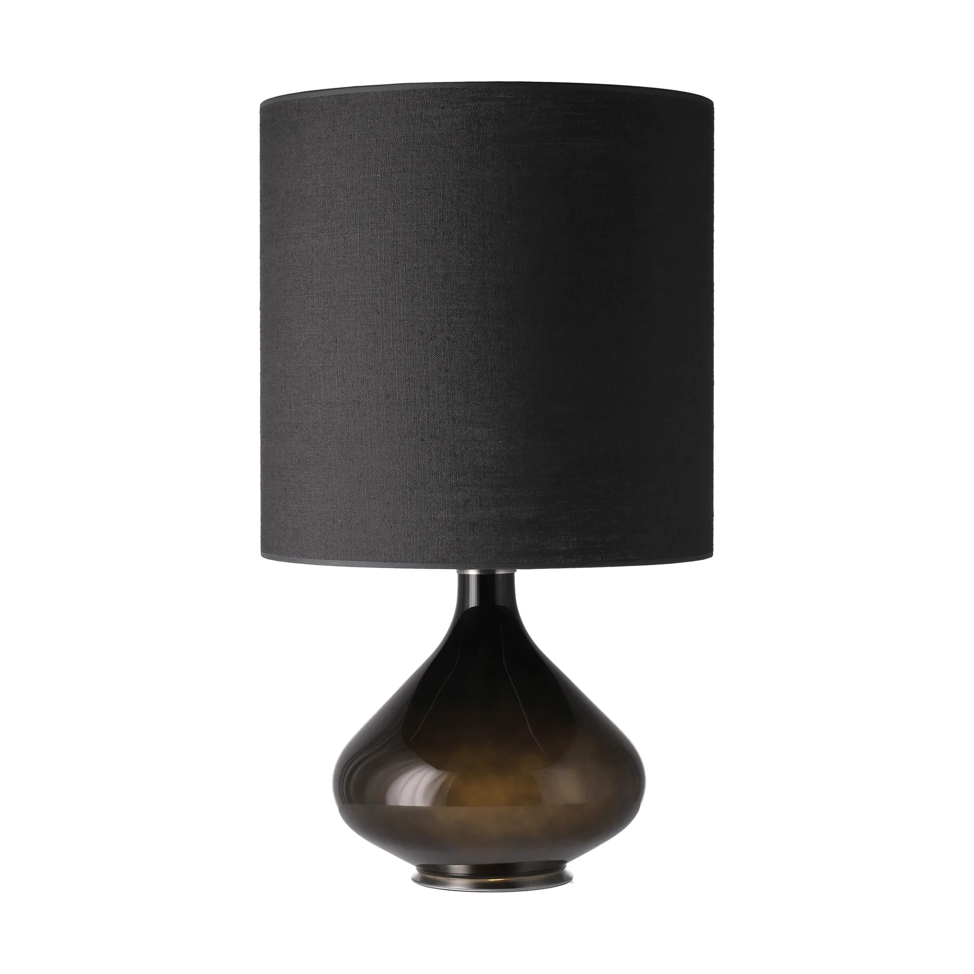 Lampada da tavolo Flavia con base nera, Lino Negro M Flavia Lamps