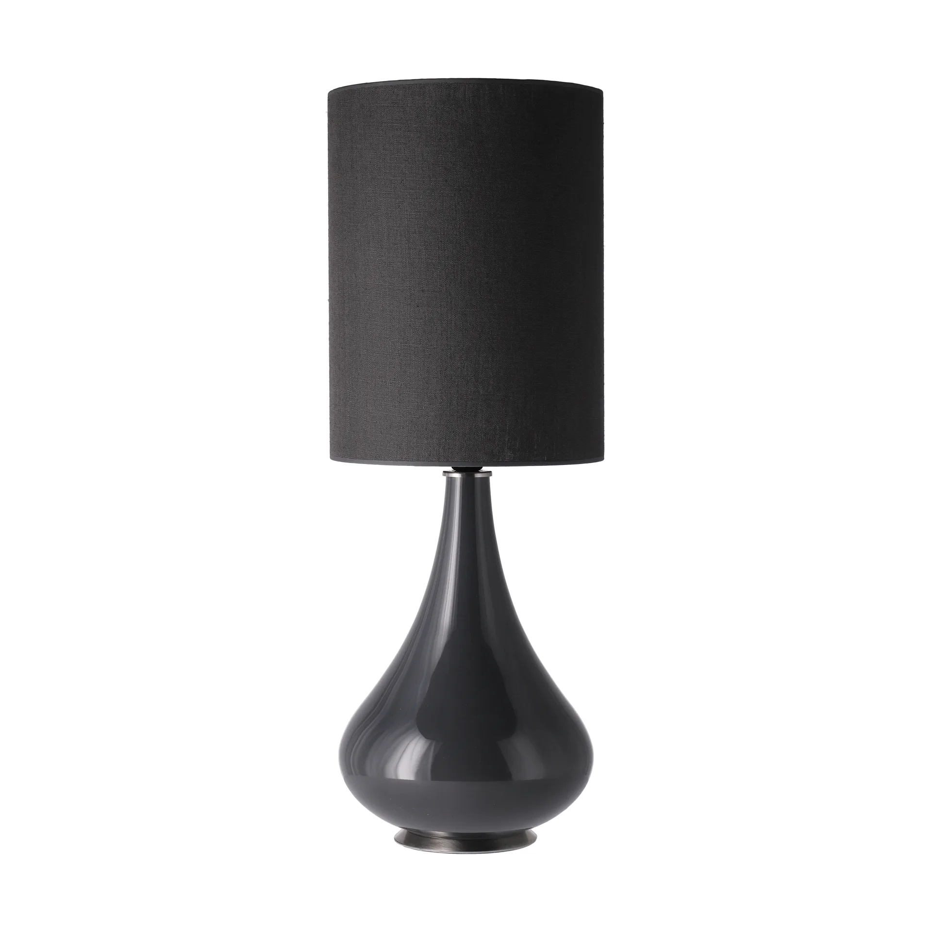 Lampada da tavolo Renata con base grigia, Lino Negro L Flavia Lamps