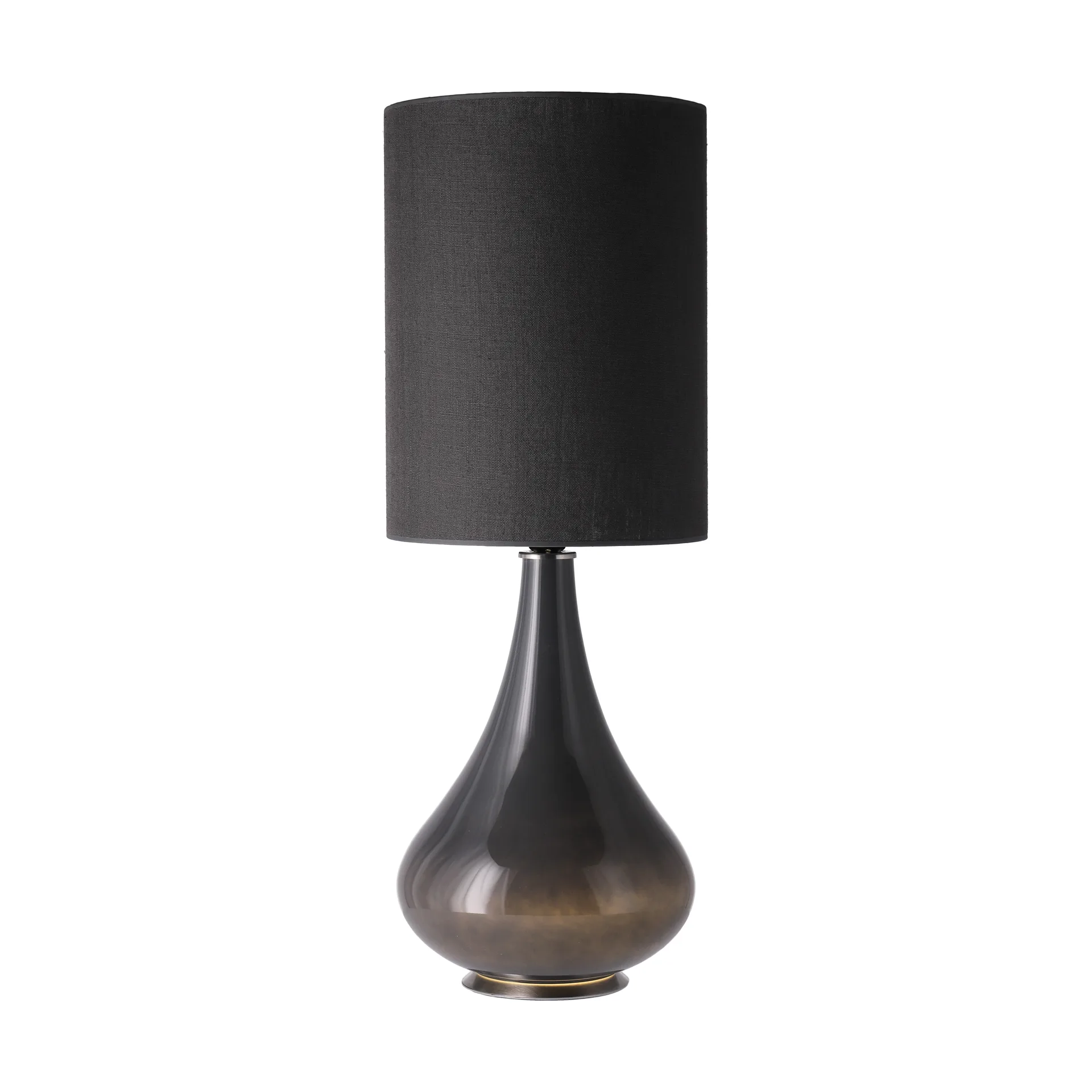 Lampada da tavolo Renata con base grigia, Lino Negro L Flavia Lamps
