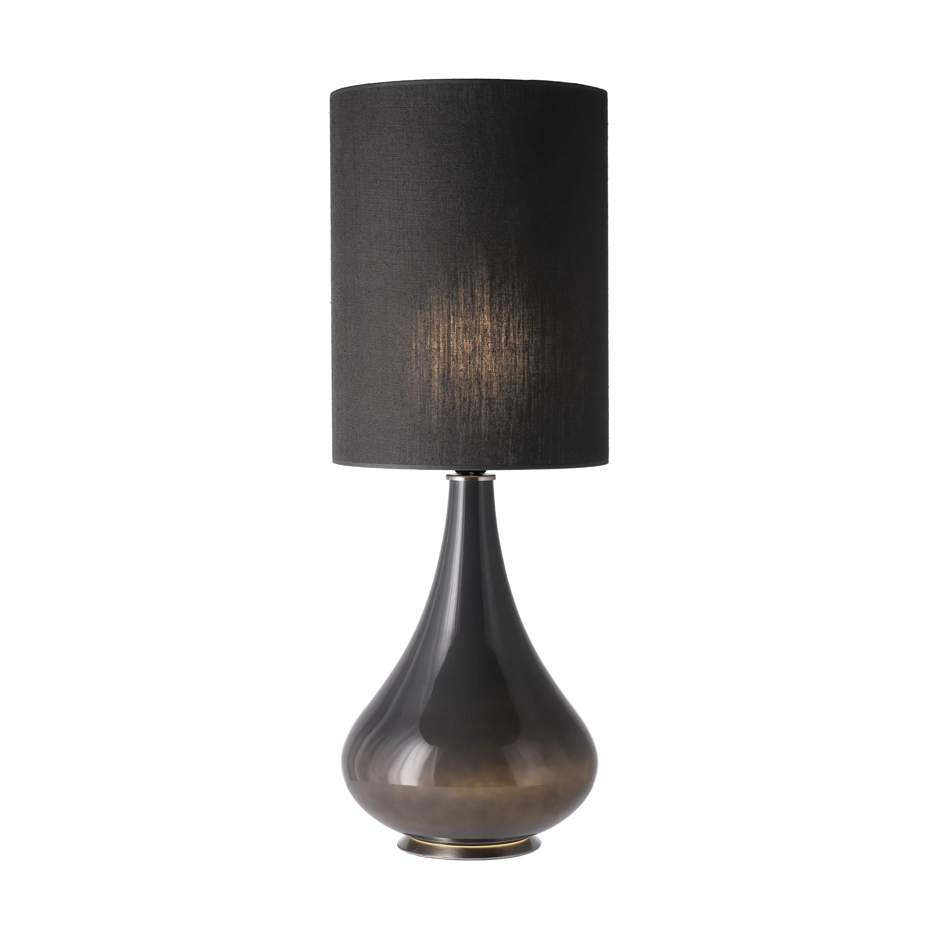 Lampada da tavolo Renata con base grigia, Lino Negro L Flavia Lamps