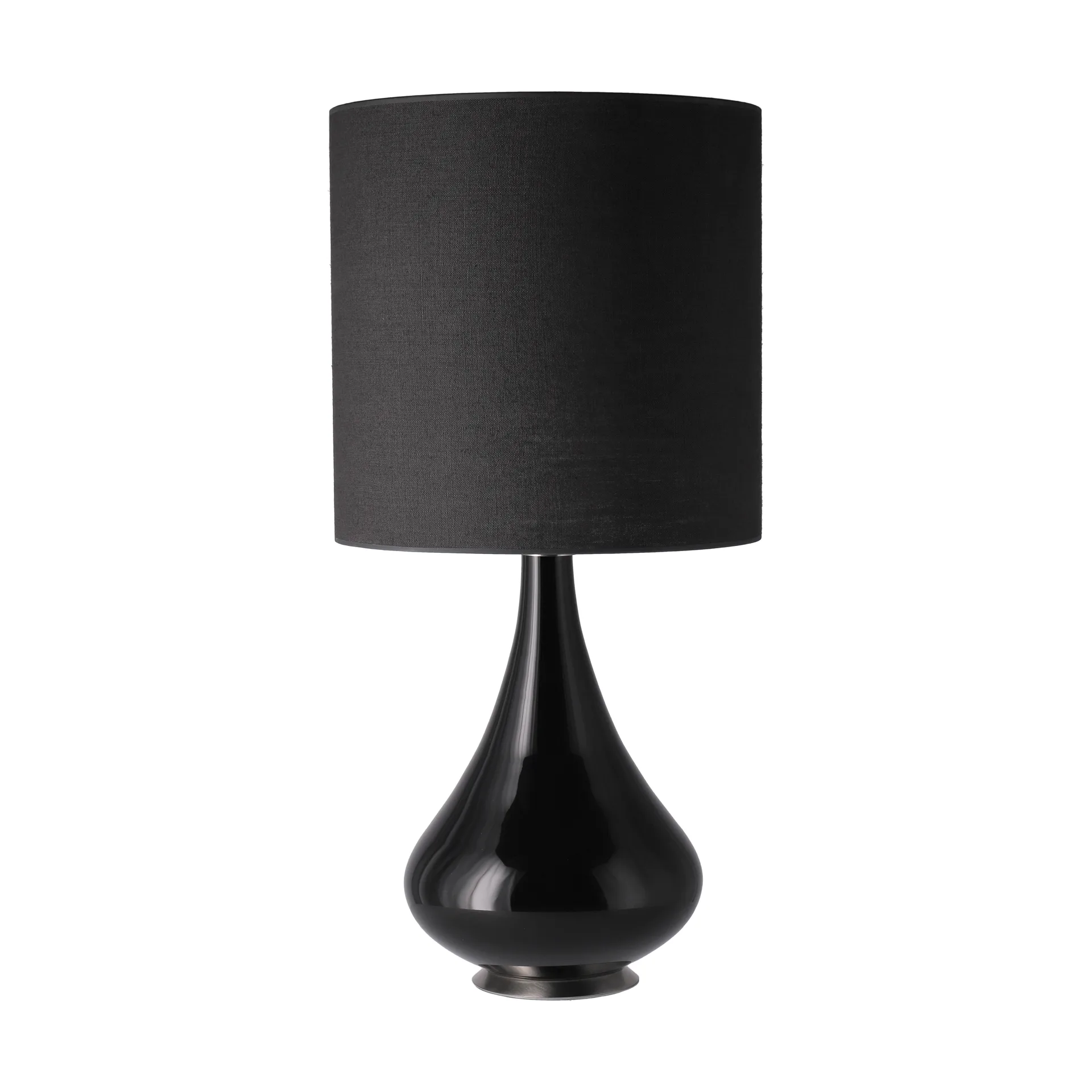 Lampada da tavolo Renata con base nera, Lino Negro M Flavia Lamps
