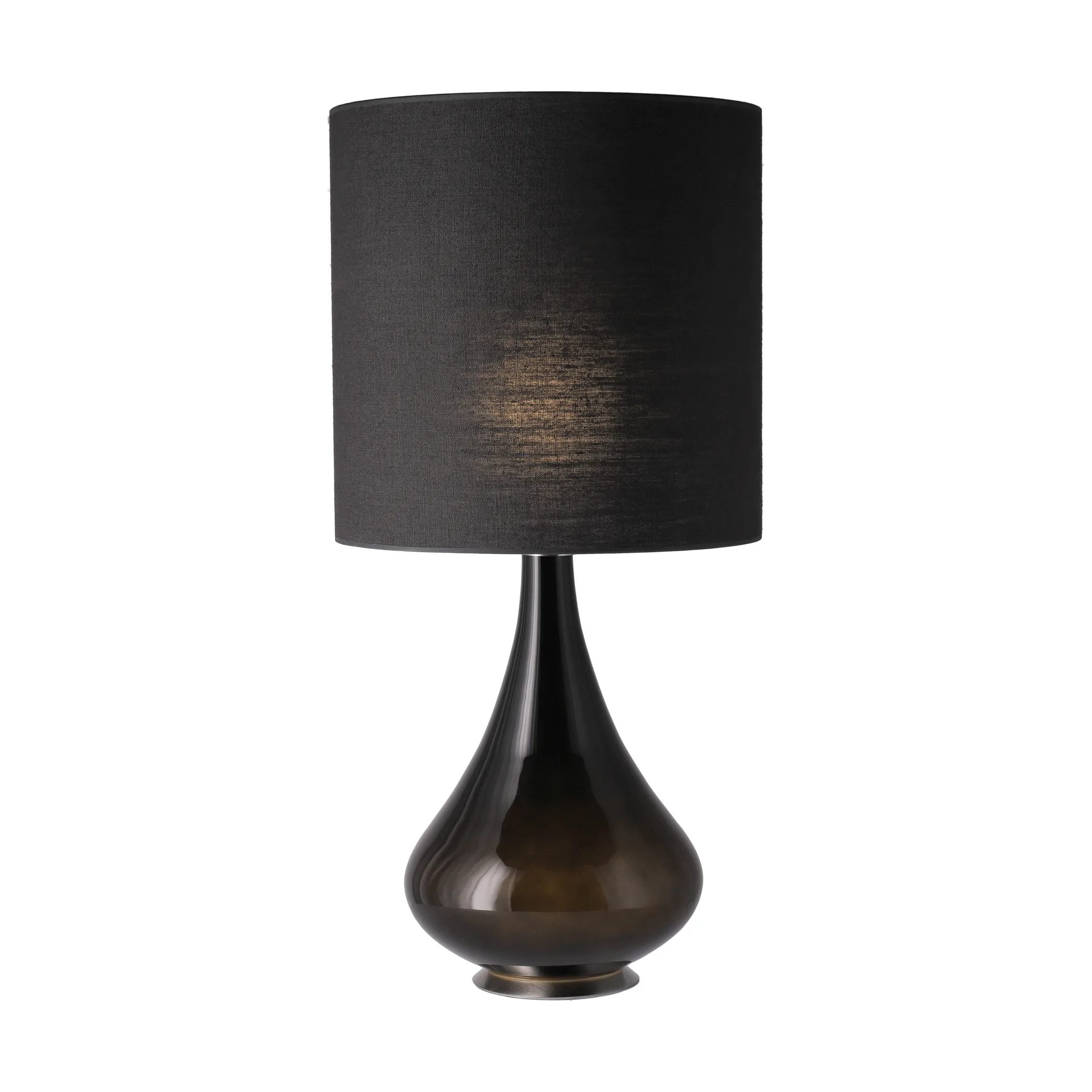 Lampada da tavolo Renata con base nera, Lino Negro M Flavia Lamps