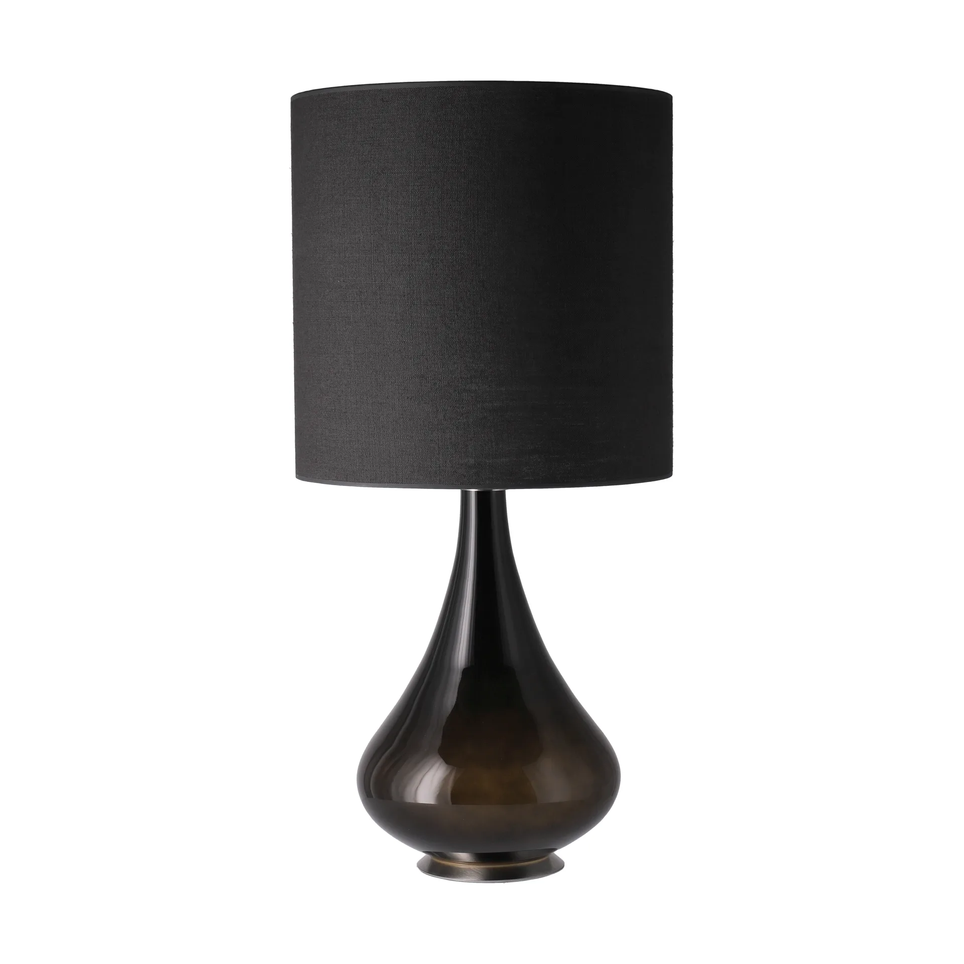Lampada da tavolo Renata con base nera, Lino Negro M Flavia Lamps