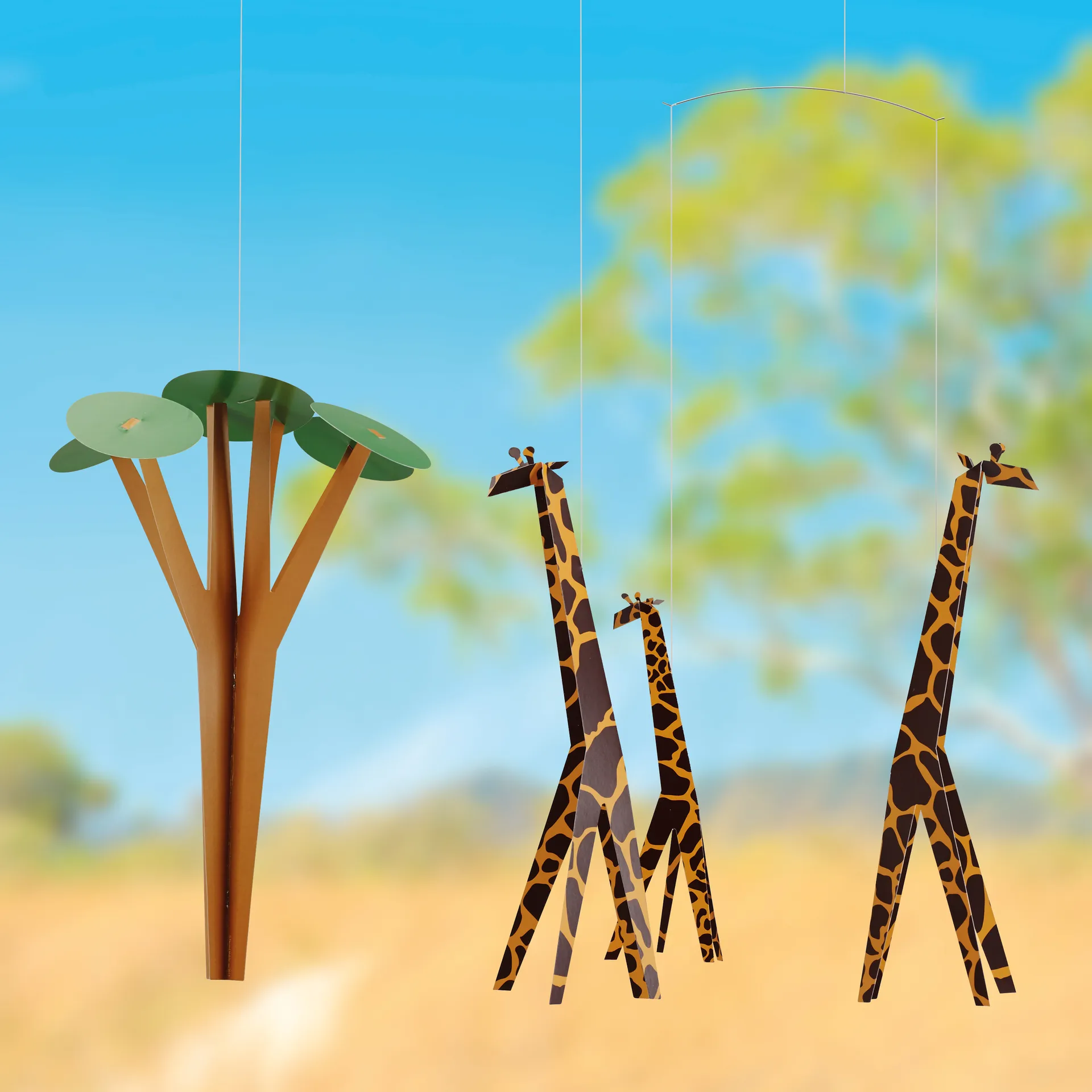 Giostrina Giraffes on the Savannah, multicolore Flensted Mobiles