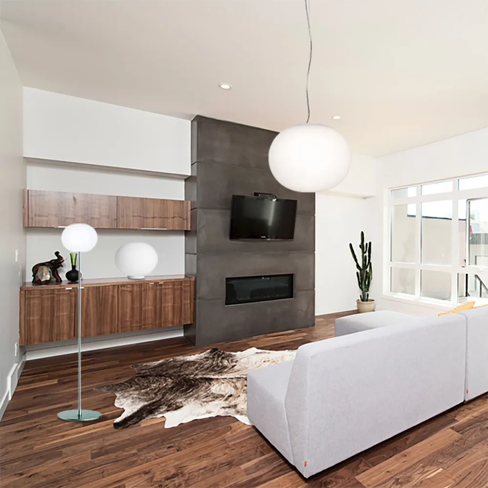 Lampada a sospensione Glo-ball S2, Vetro opale bianco Flos