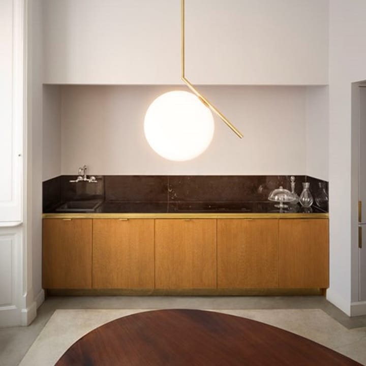 Lampada a sospensione IC lights S2, Ottone spazzolato-opal Flos