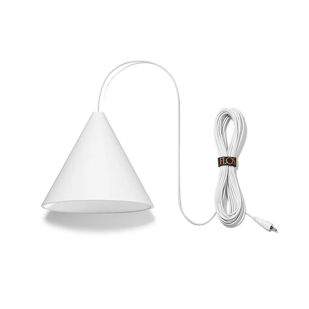 Lampada a sospensione String Light Cone, Bianco, cavo 22 m Flos