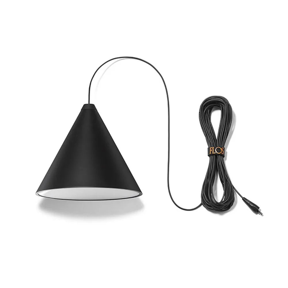 Lampada a sospensione String Light Cone, Nero, cavo 12 m Flos
