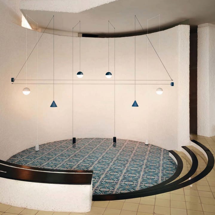 Lampada a sospensione String Light Sphere, Blu, cavo 12 m Flos