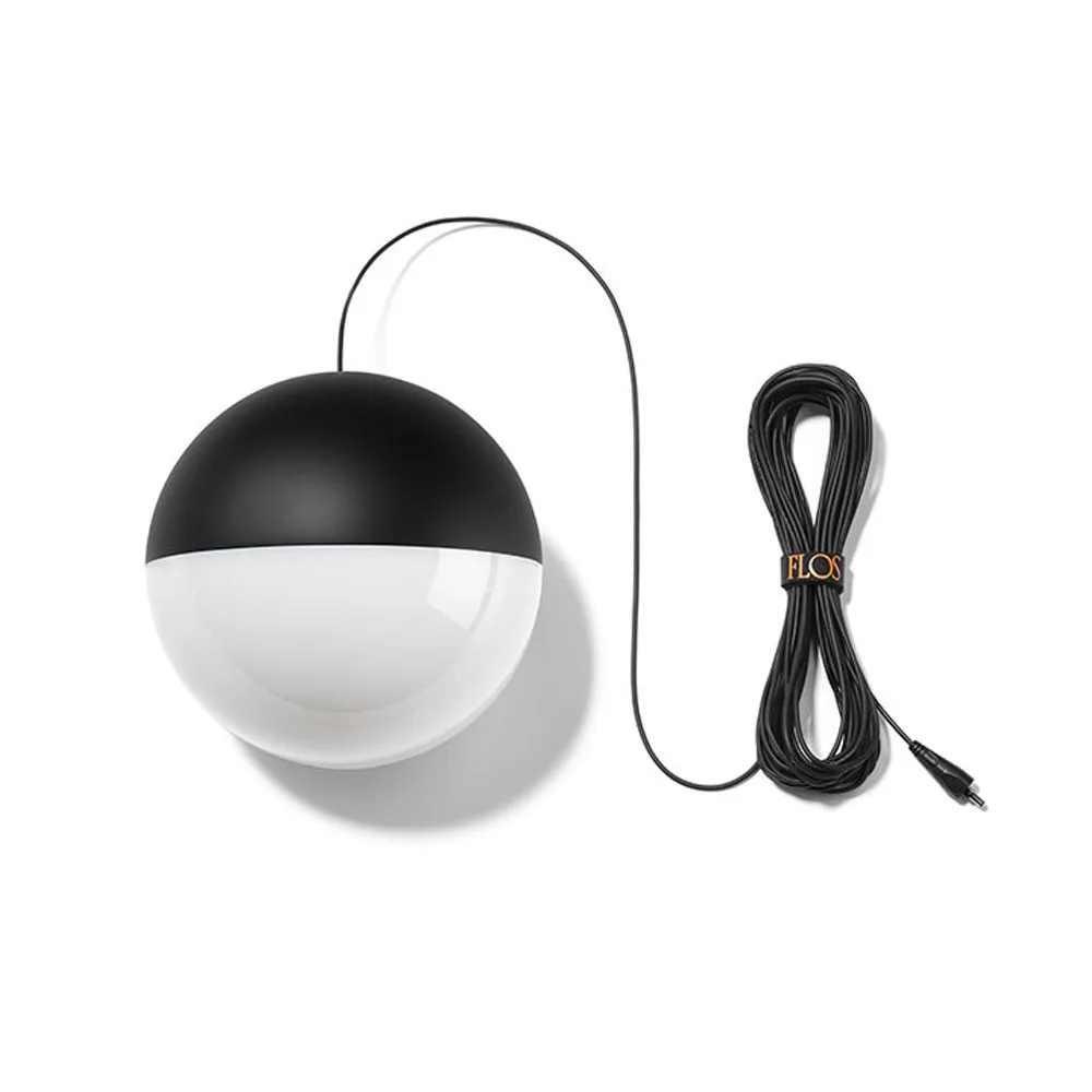 Lampada a sospensione String Light Sphere, Nero, cavo 12 m Flos